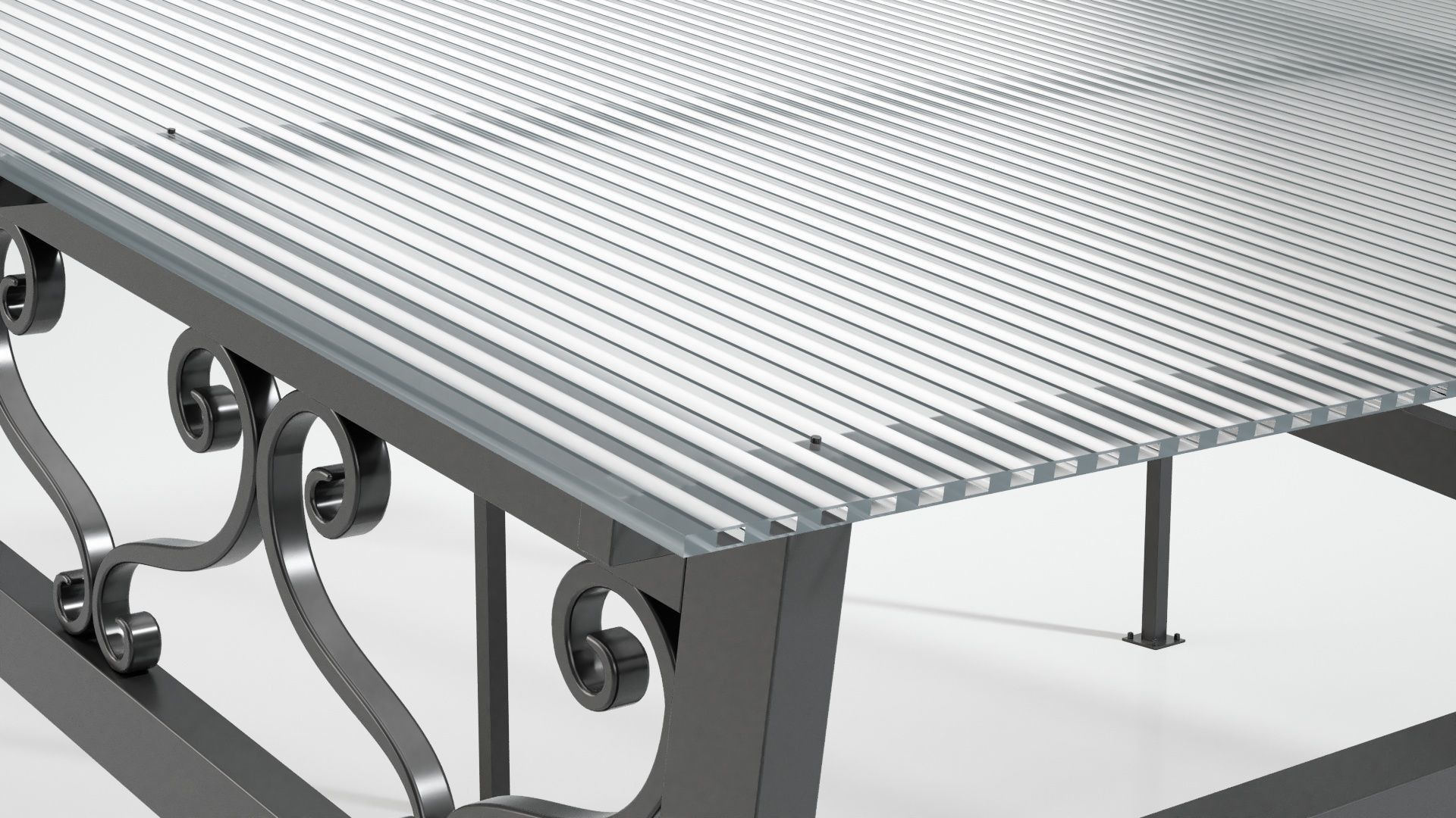 Carport metal structure with glass roof 3D model_2