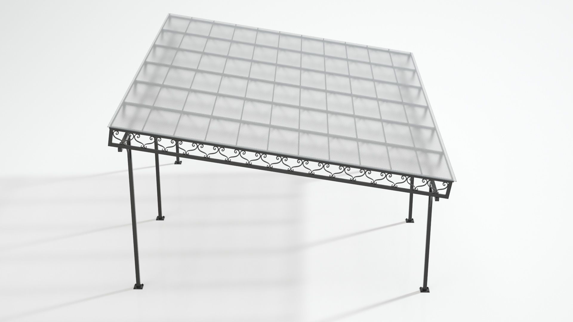 Carport metal structure with glass roof 3D model_5