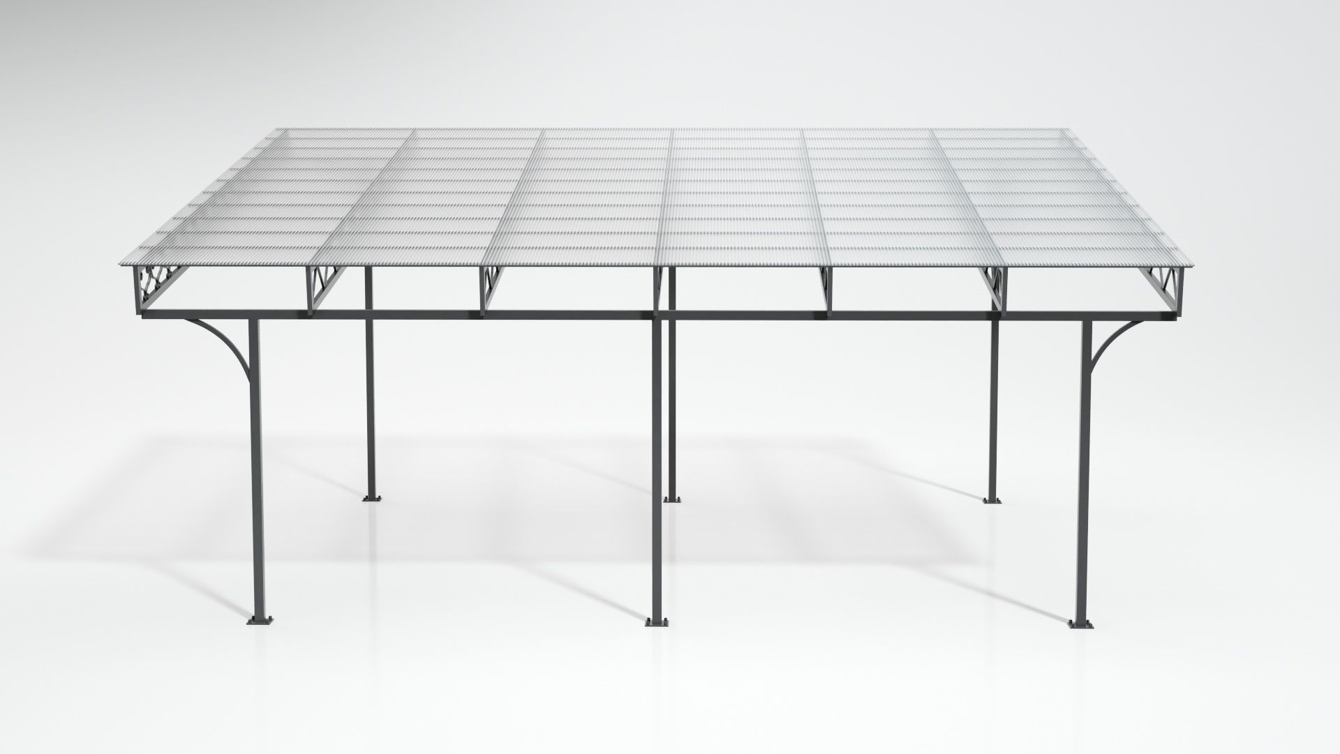 Carport metal structure with glass roof 3D model_6