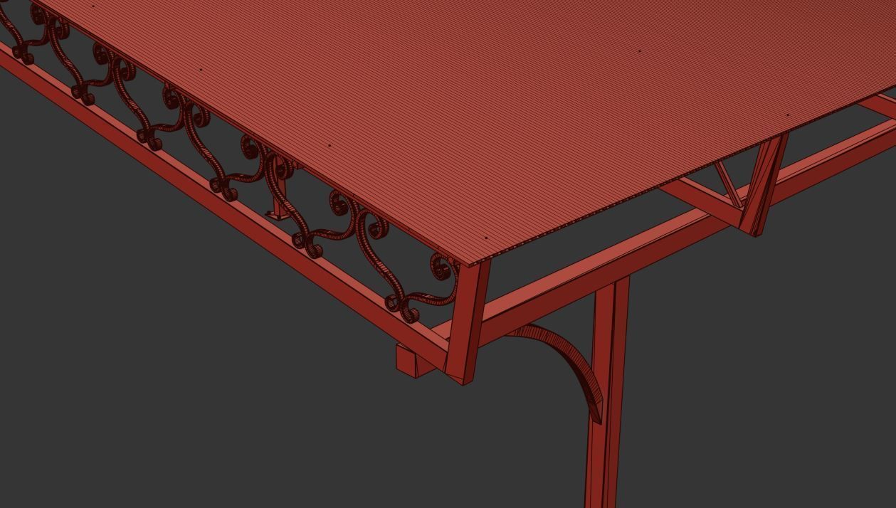 Carport metal structure with glass roof 3D model_11