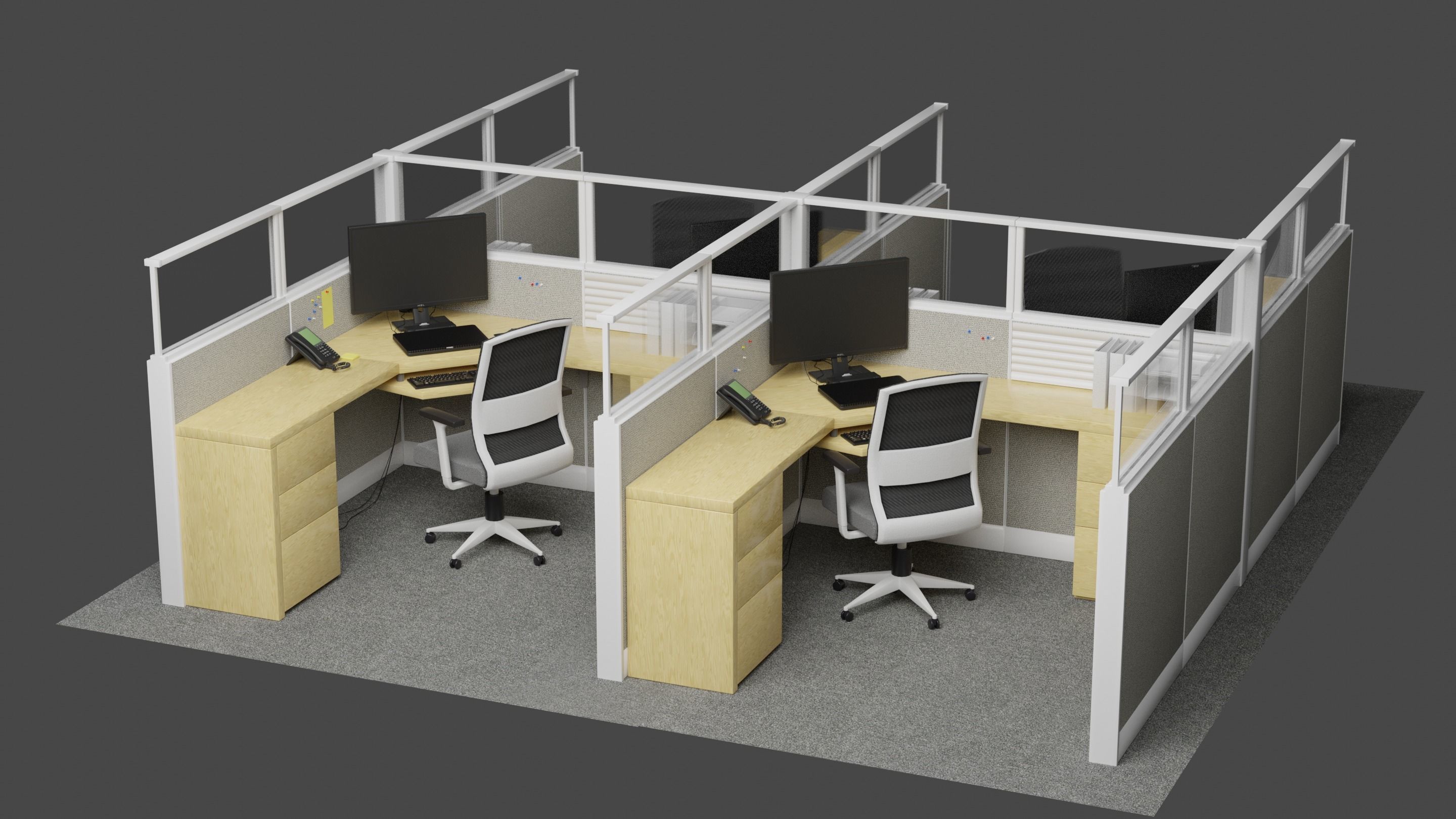 Office Cubicle Area 3D model_5