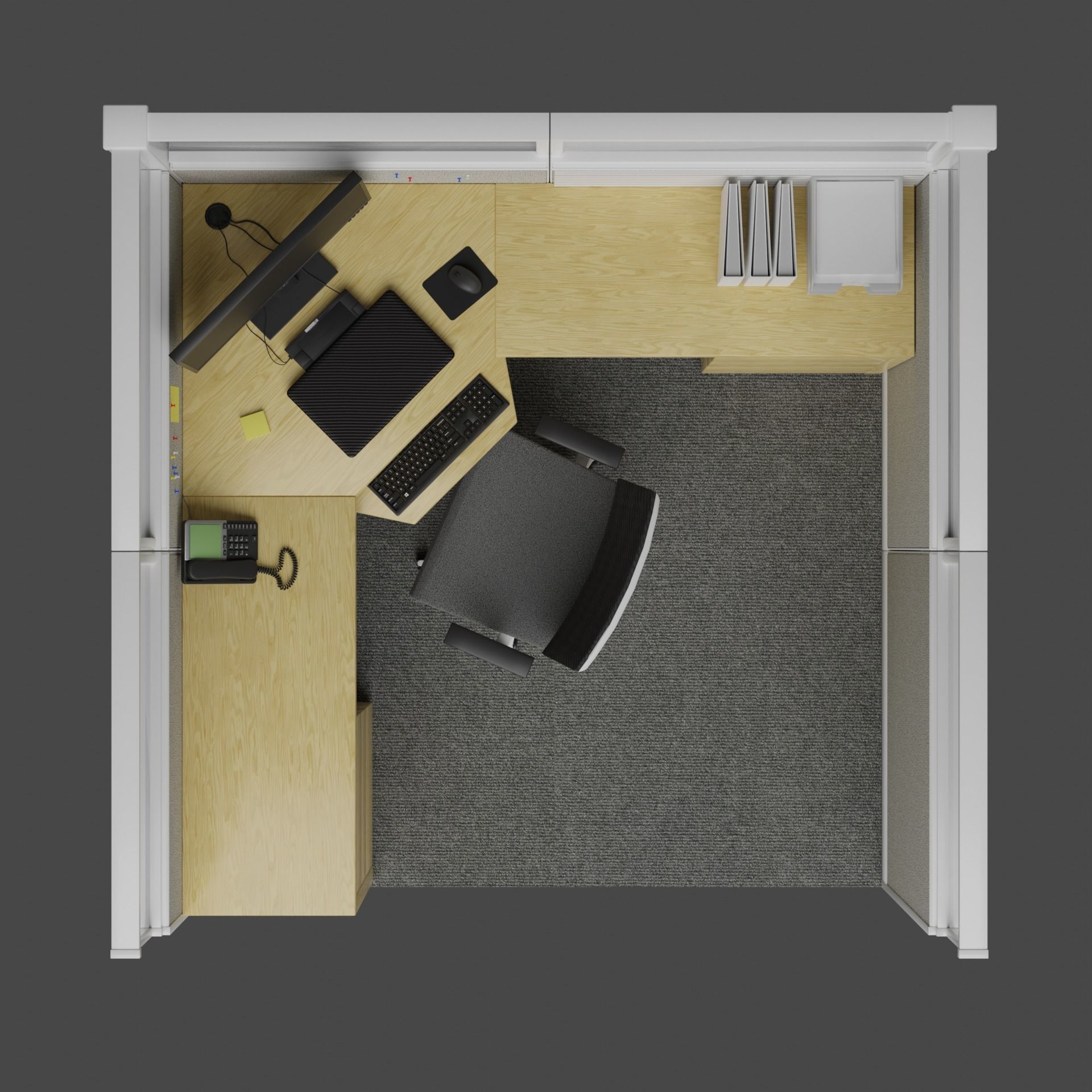 Office Cubicle Area 3D model_4