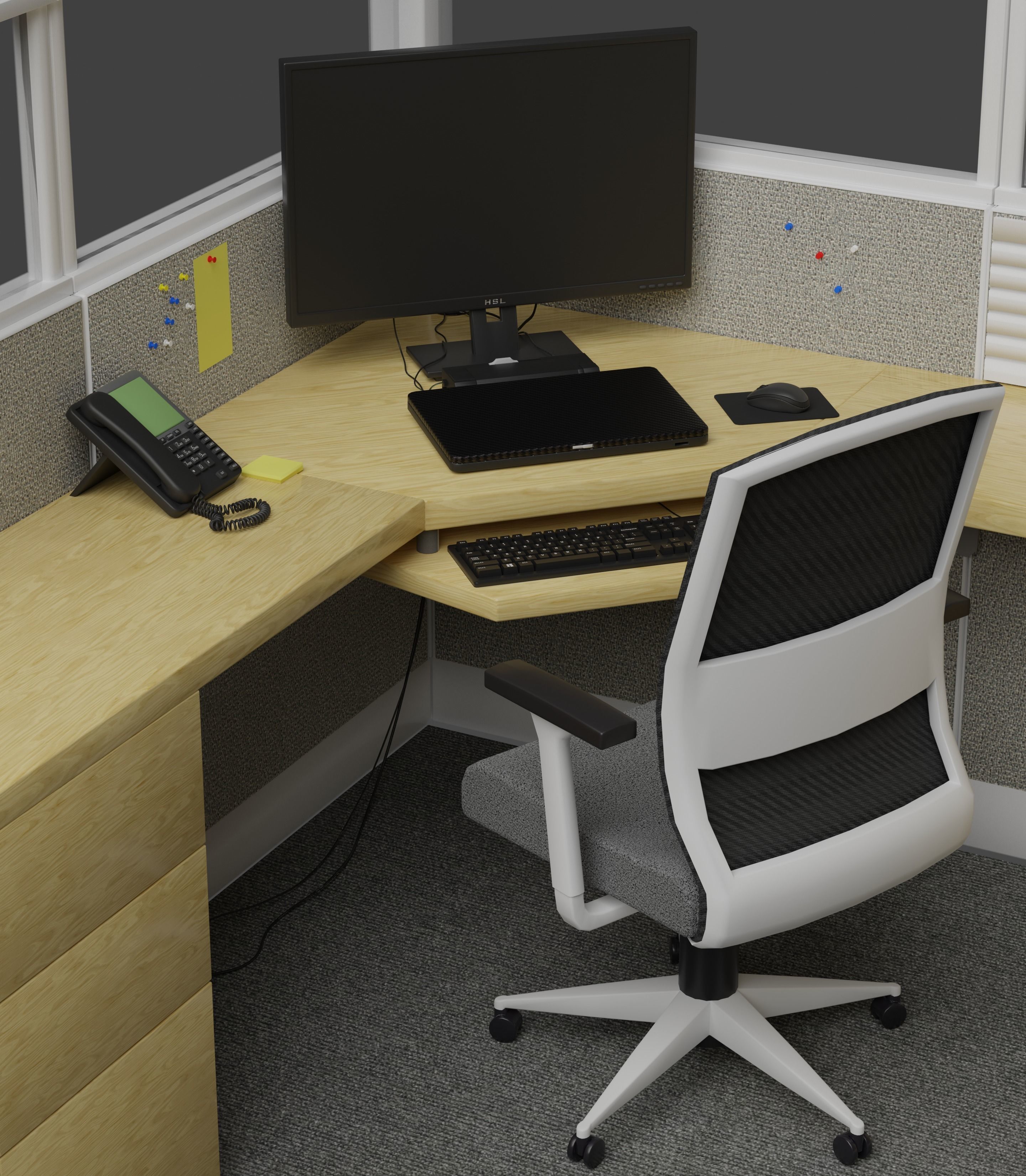 Office Cubicle Area 3D model_2