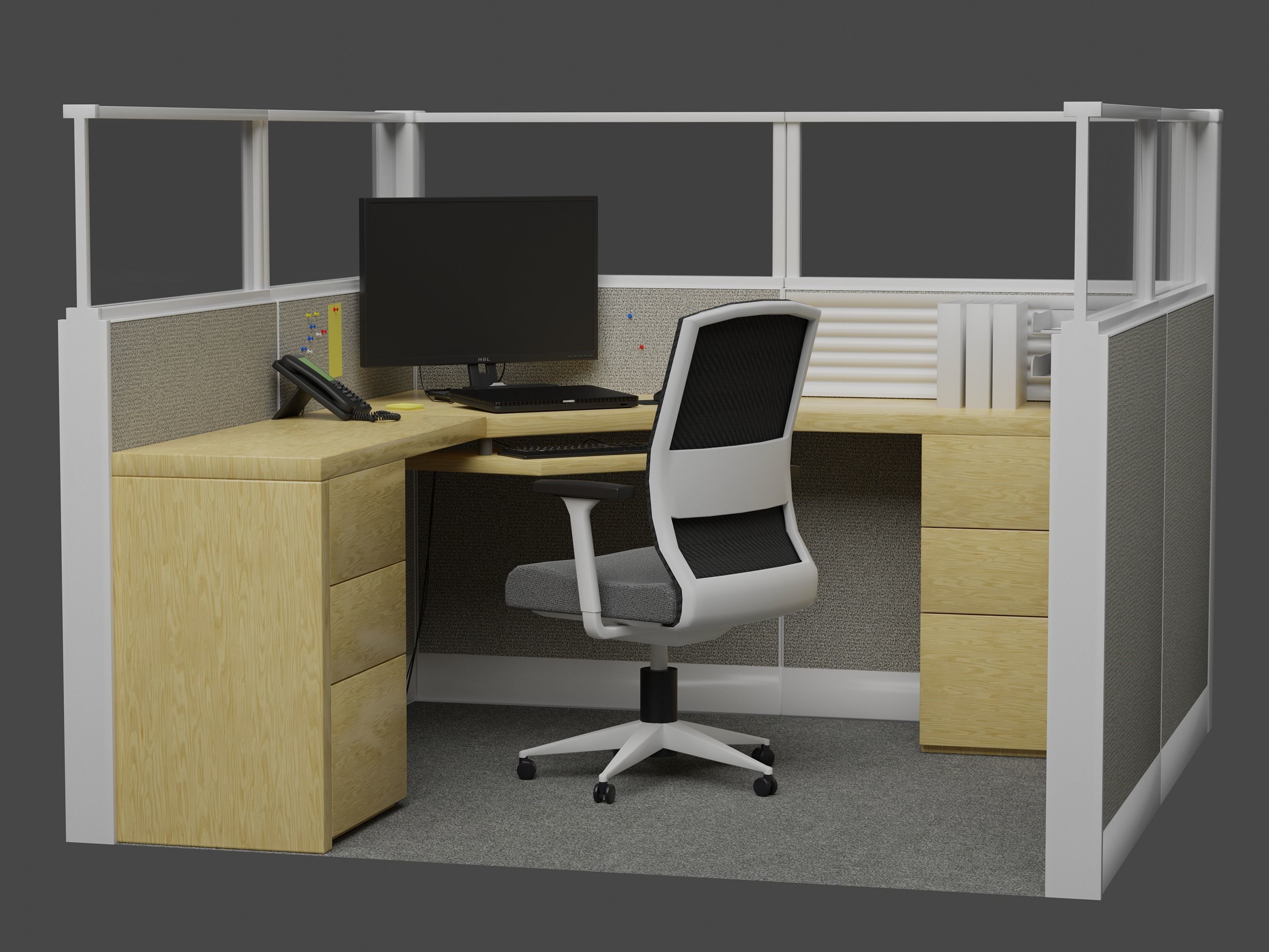 Office Cubicle Area 3D model_1