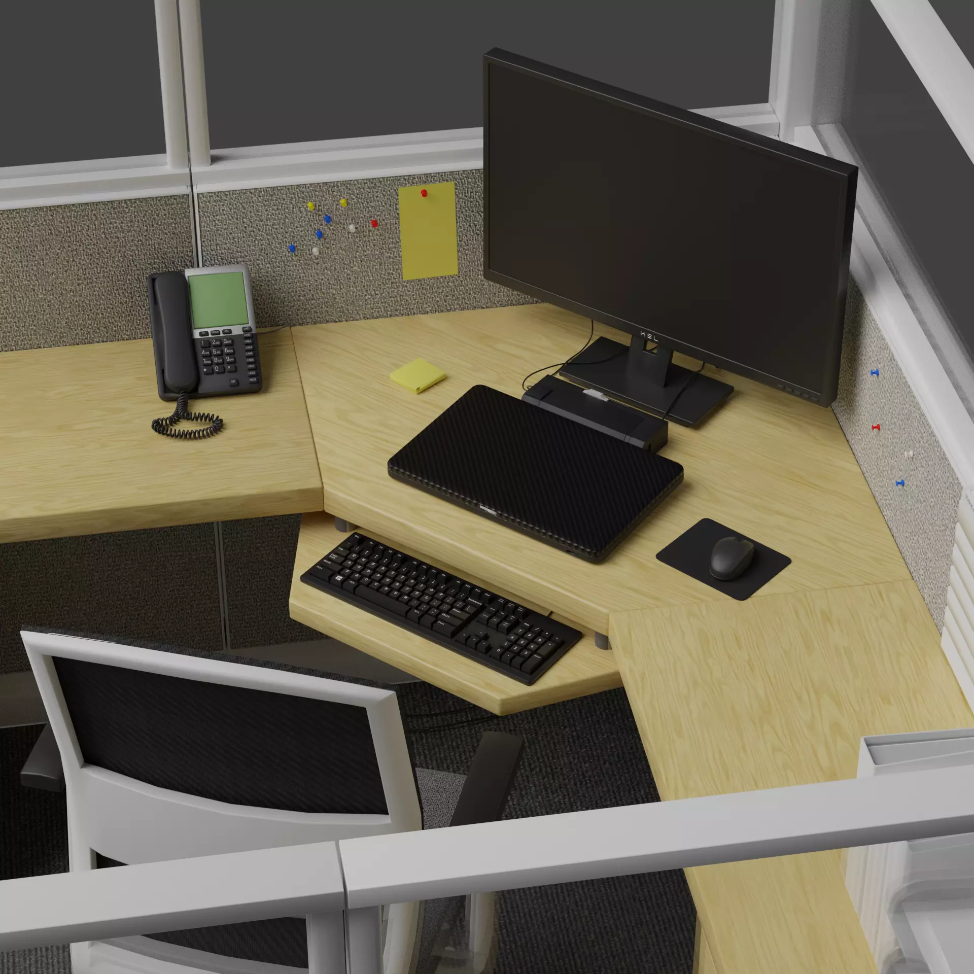 Office Cubicle Area 3D model_0