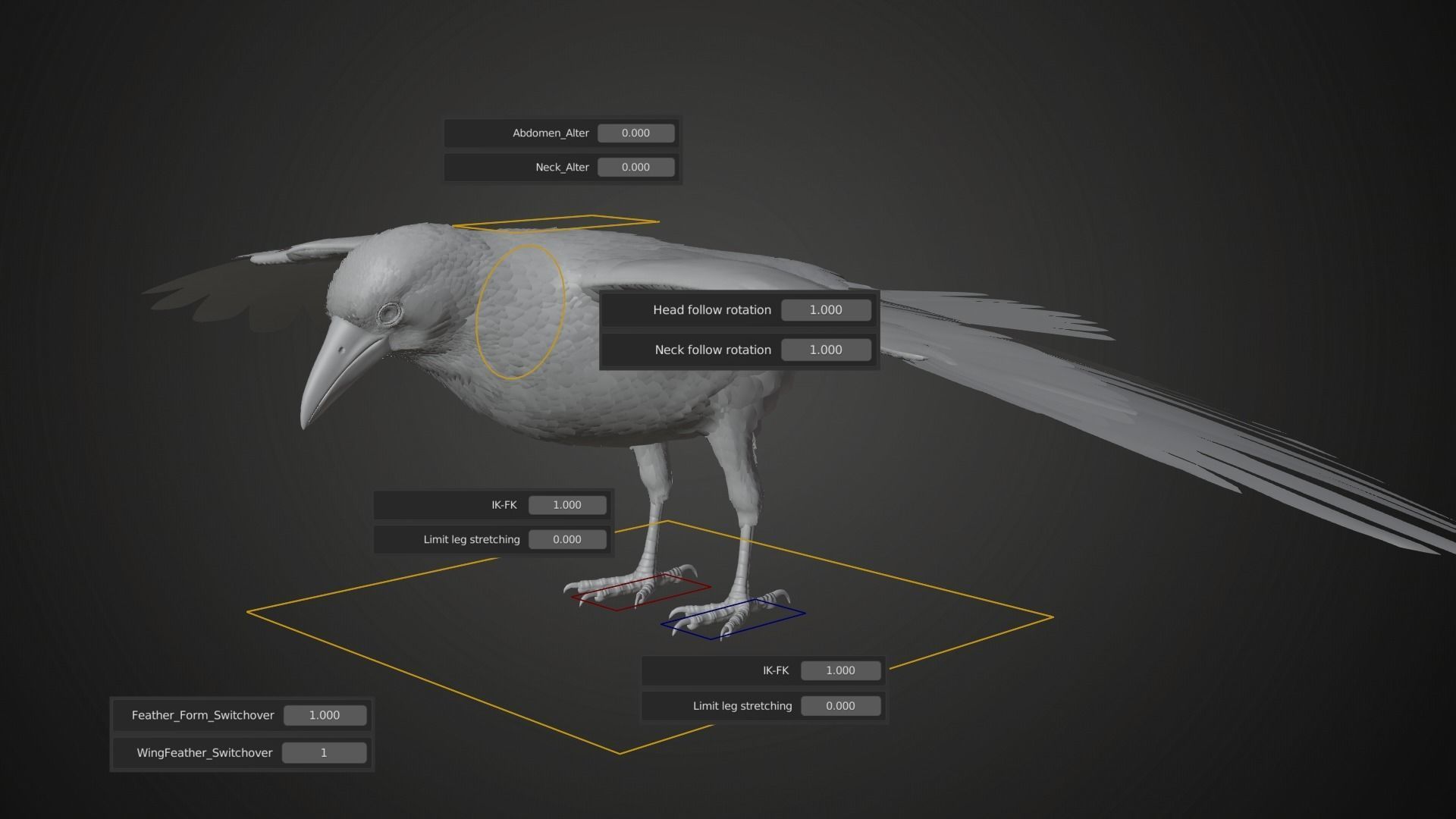 Carrion Crow Animated VFX Grace 3D model_34
