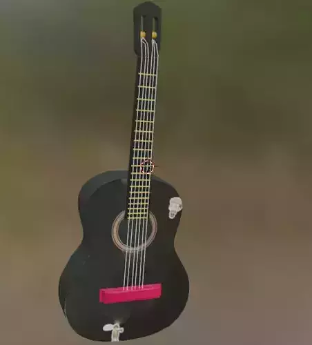 Realistic guitar acoustic with bow