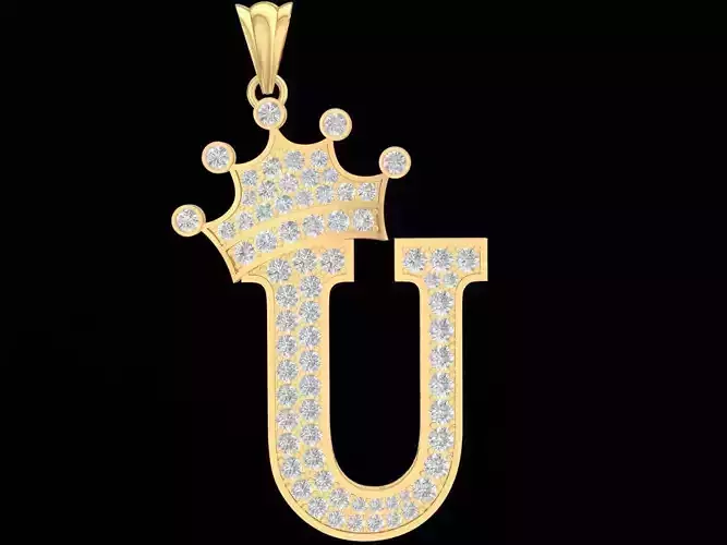 Crown Letter U Pendant Jewelry for Men and Women  3185