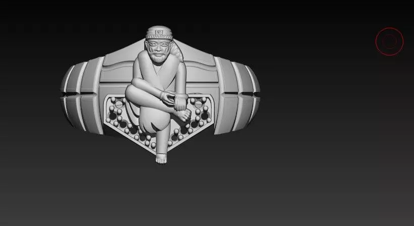 Shree Sai Baba Sterling Silver Rhodium Plated Ring 3D print model