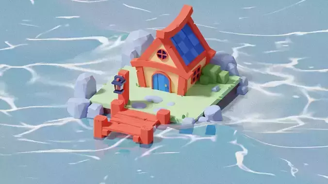 3D Low Poly Sea House