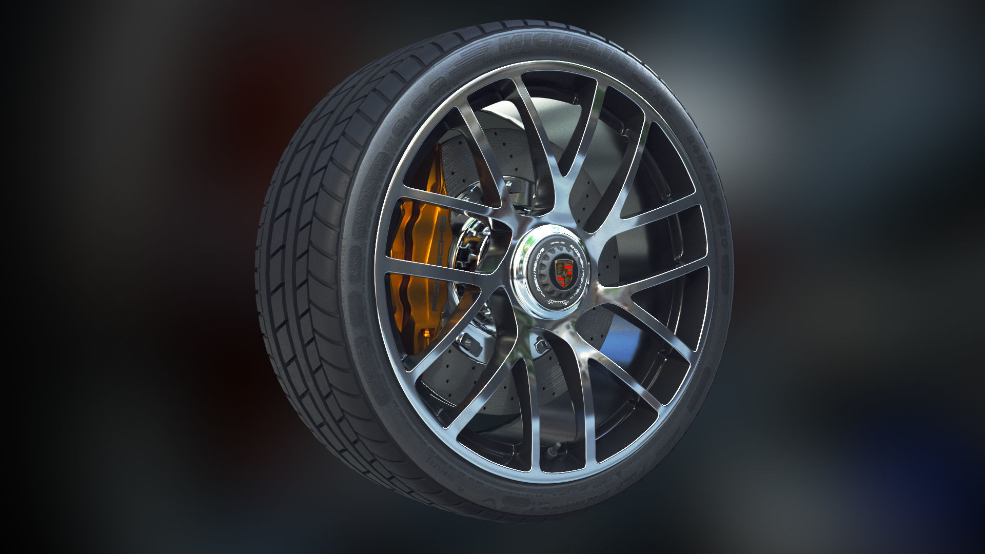 Porsche 911 Turbo S 2016 wheel 3D model_1
