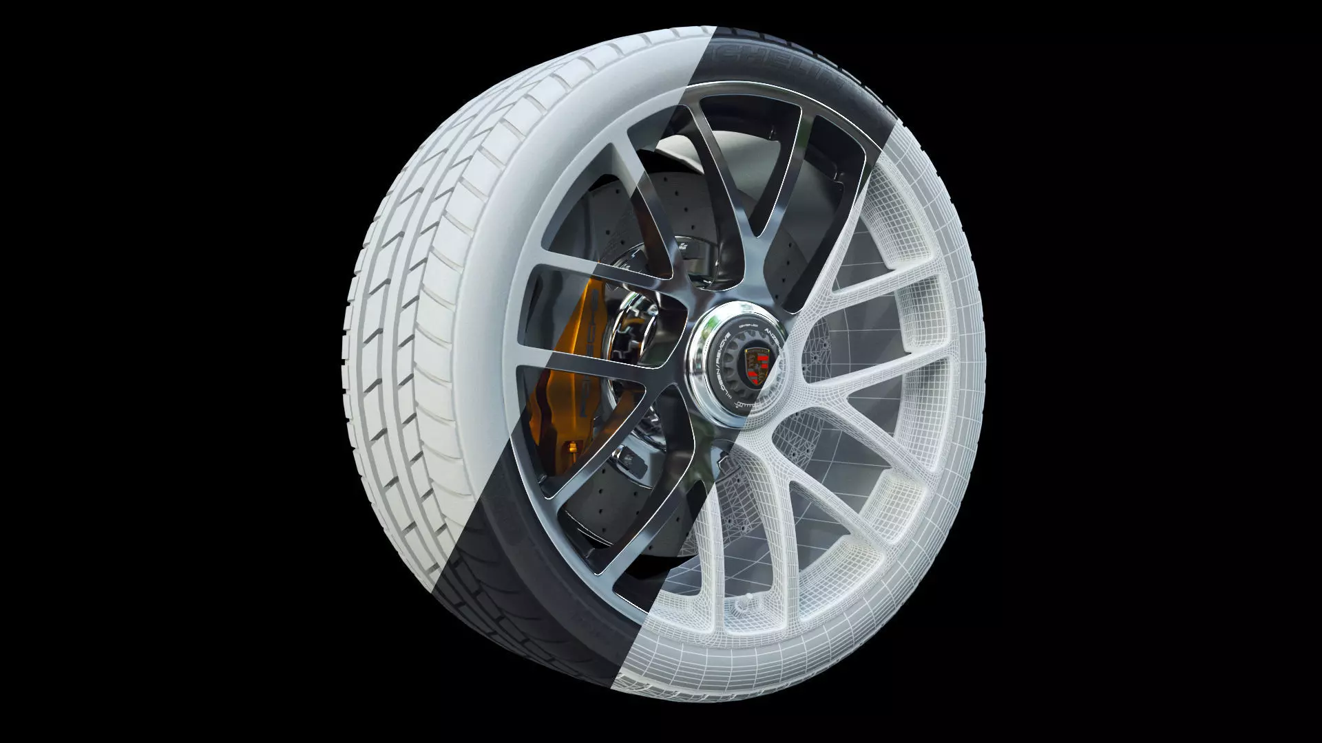 Porsche 911 Turbo S 2016 wheel 3D model_0
