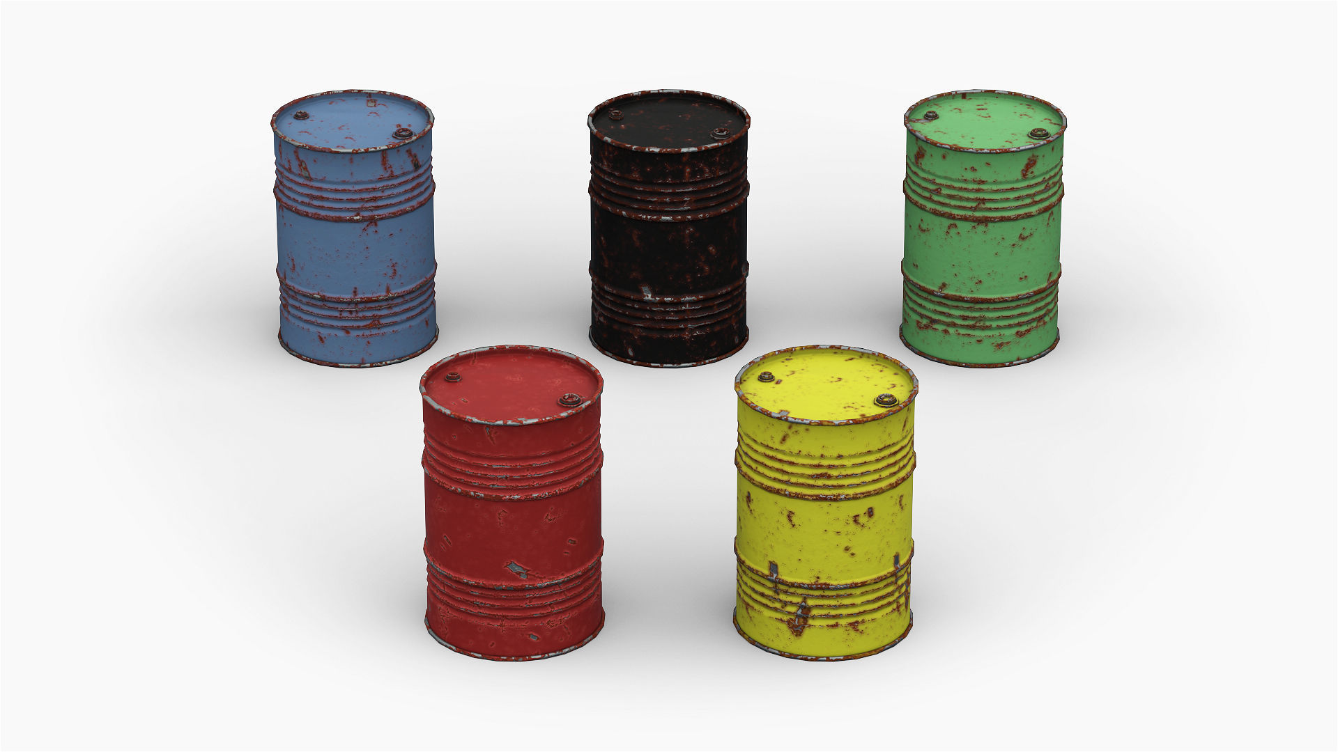 Steel Drum Barrel Low-poly 3D model_1