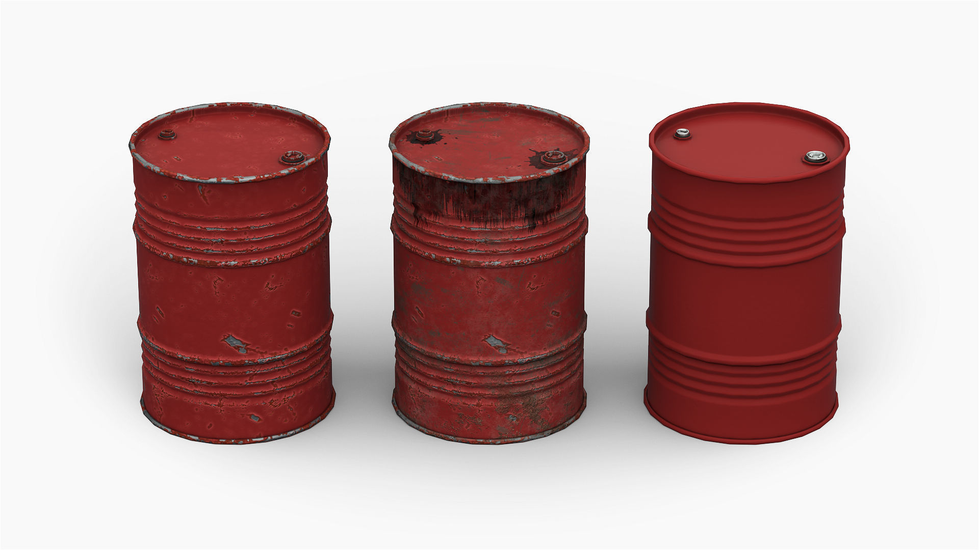 Steel Drum Barrel Low-poly 3D model_5