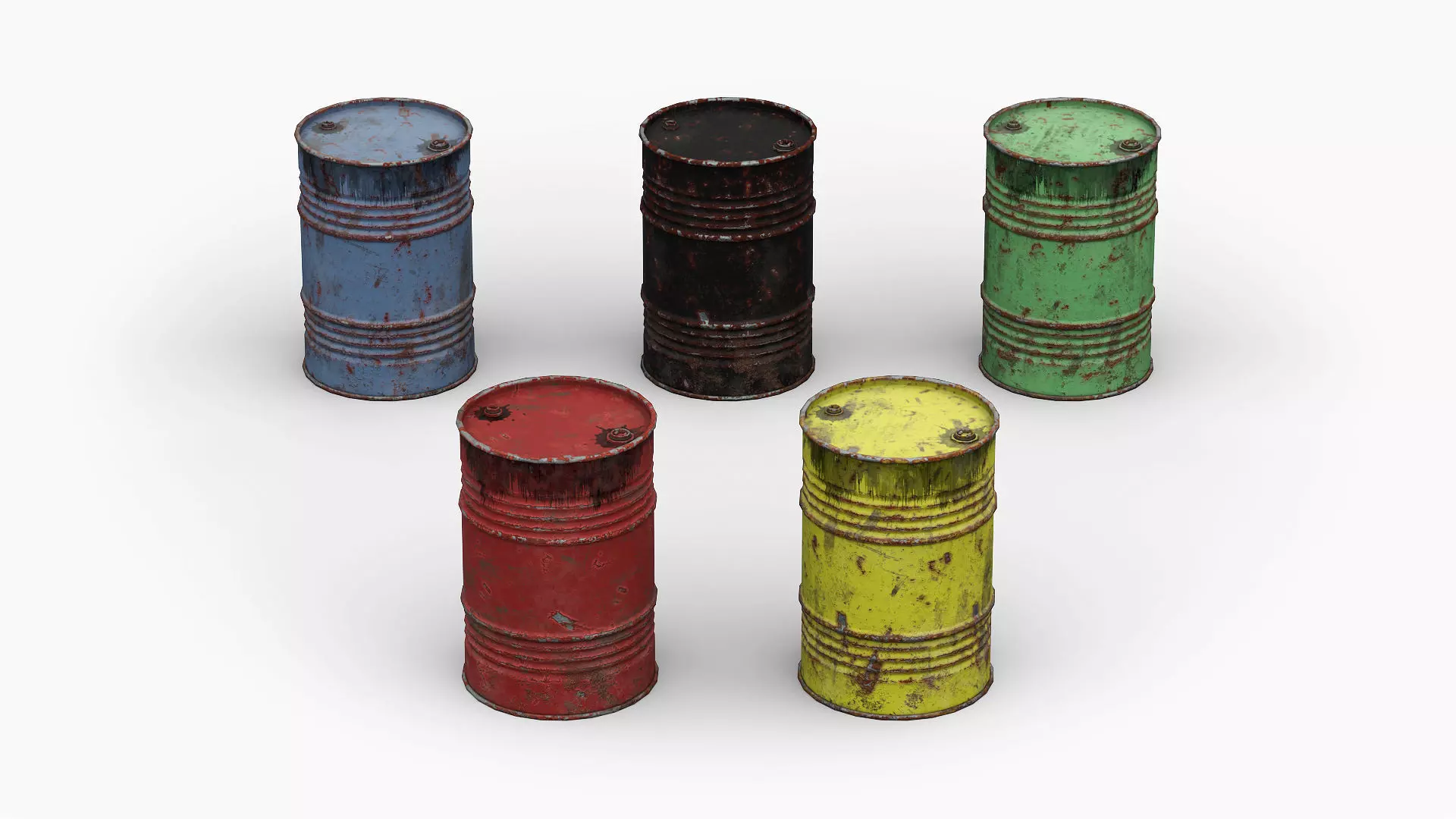 Steel Drum Barrel Low-poly 3D model_0