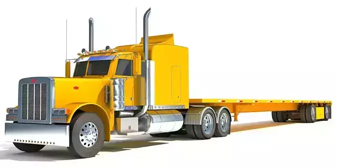 Heavy Truck with Flatbed Trailer