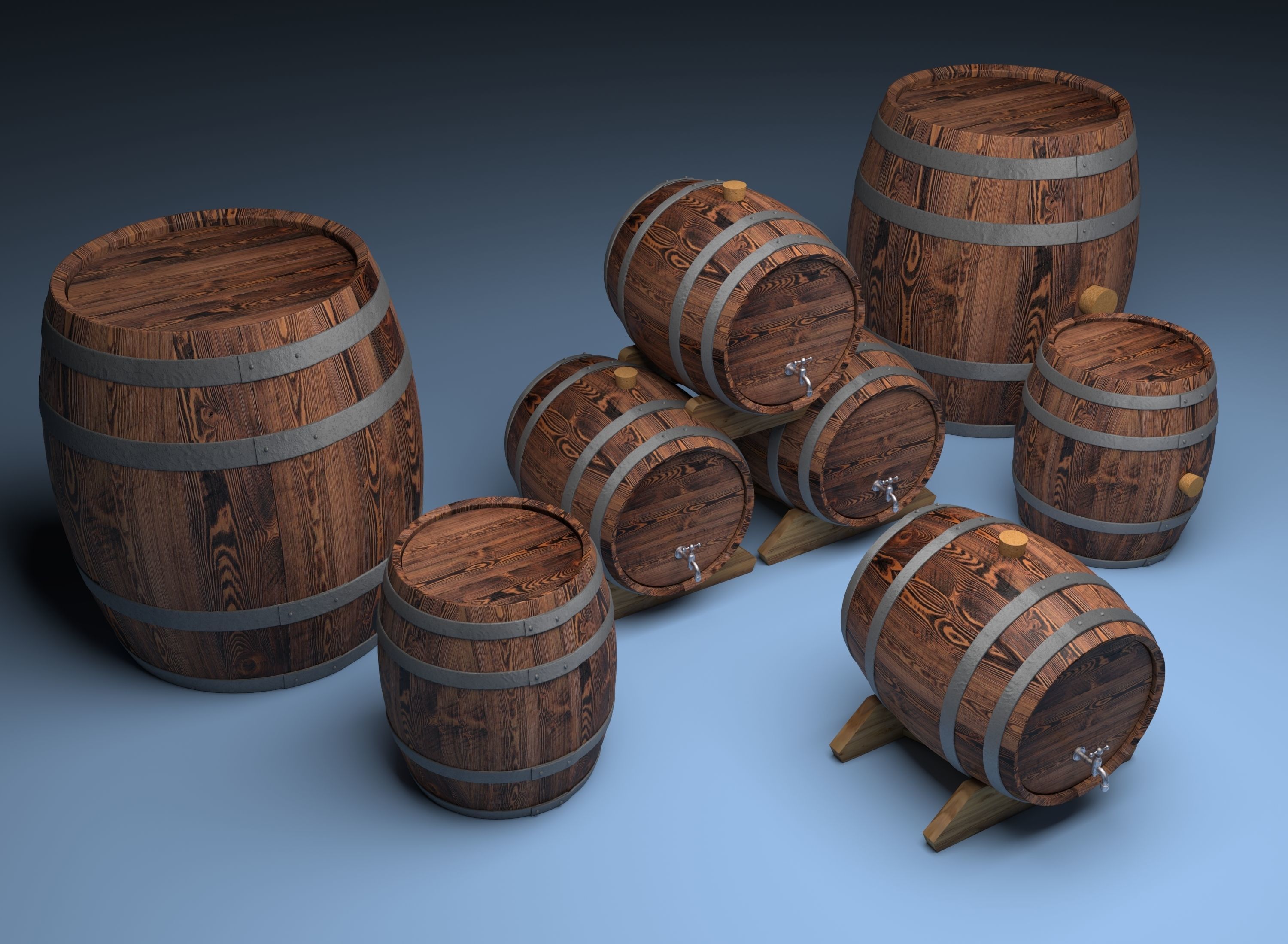 Wooden Barrel 3D model_1