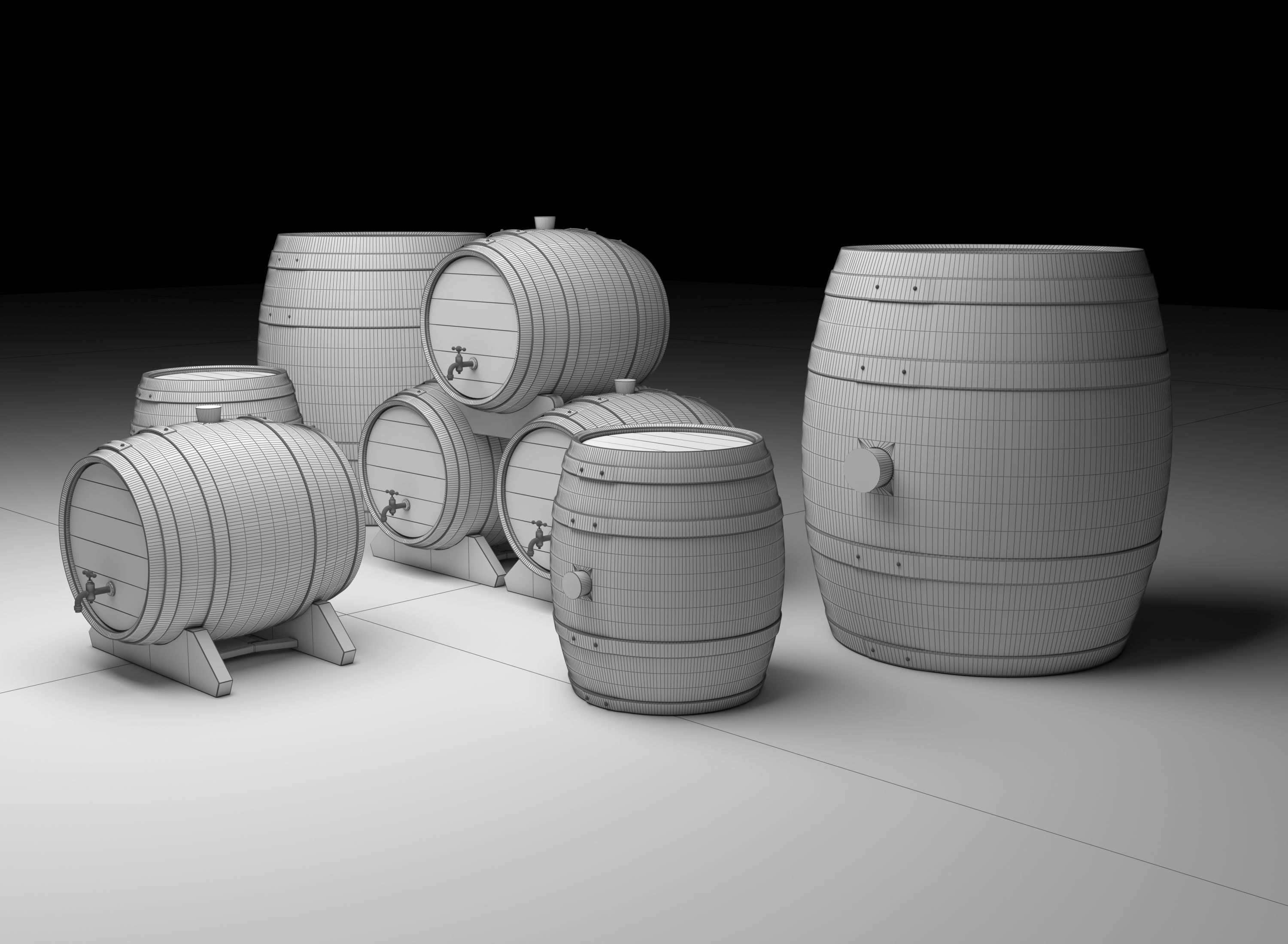 Wooden Barrel 3D model_4