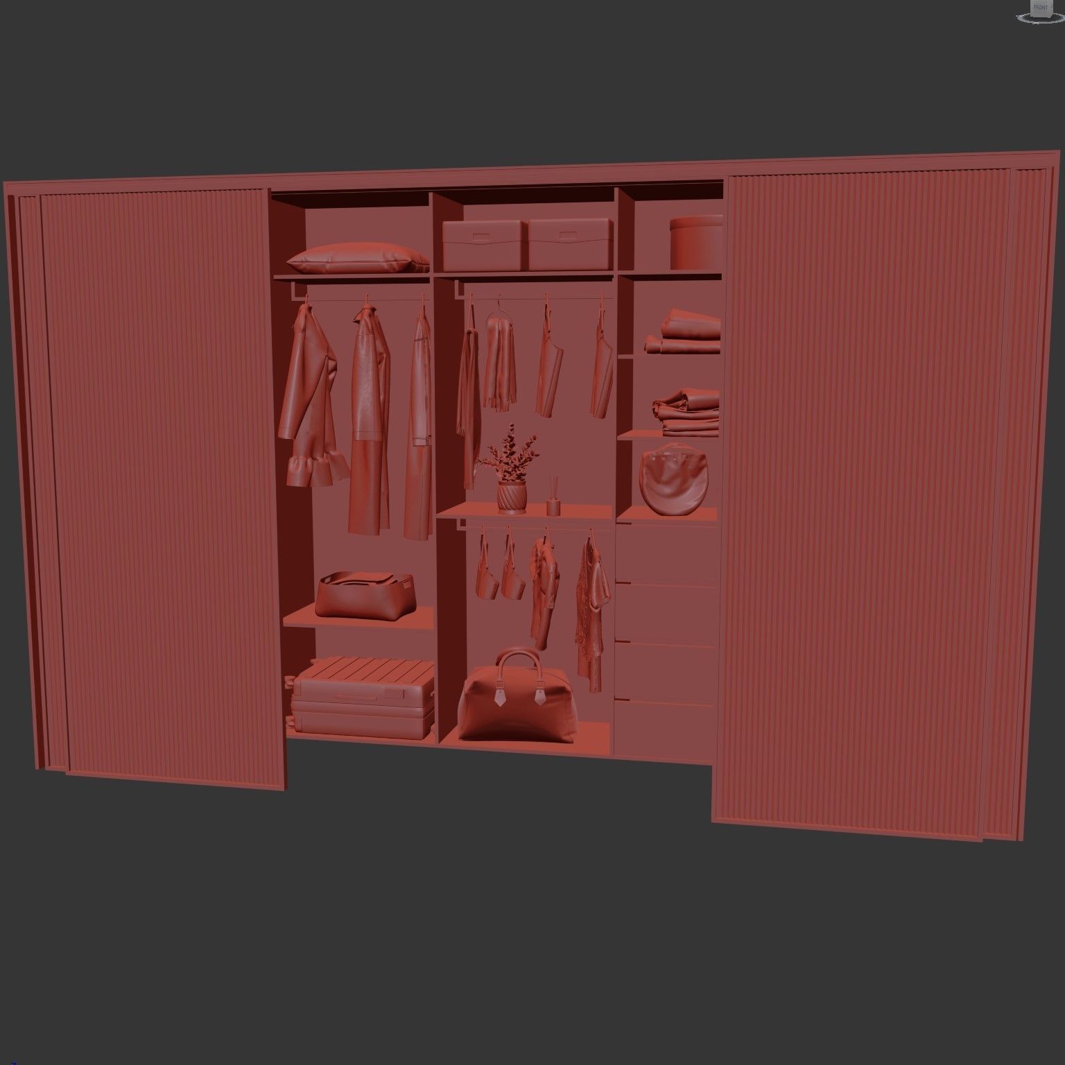 Wardrobe 5 closet with clothes and drawers 3D model_6