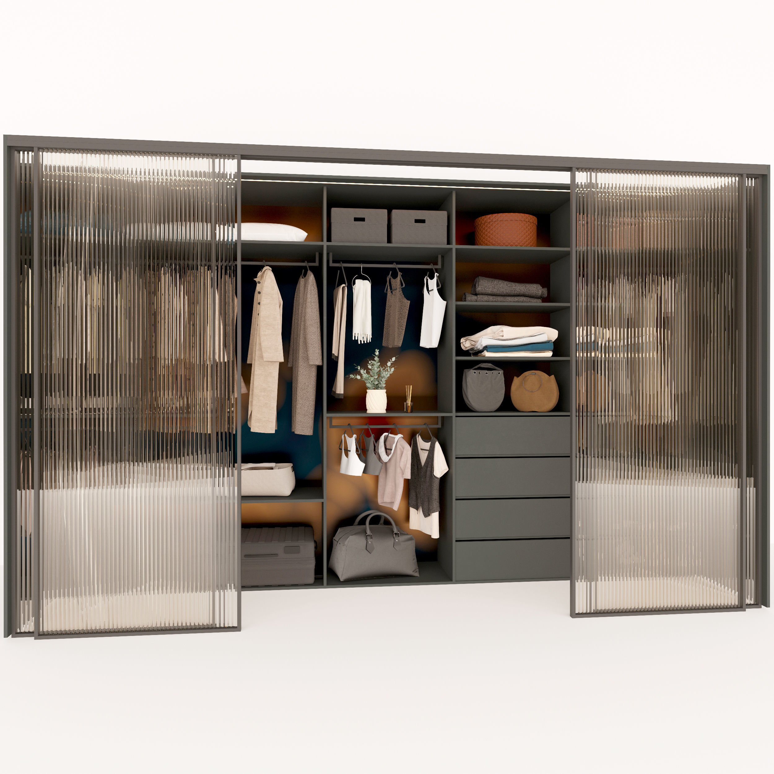 Wardrobe 5 closet with clothes and drawers 3D model_3