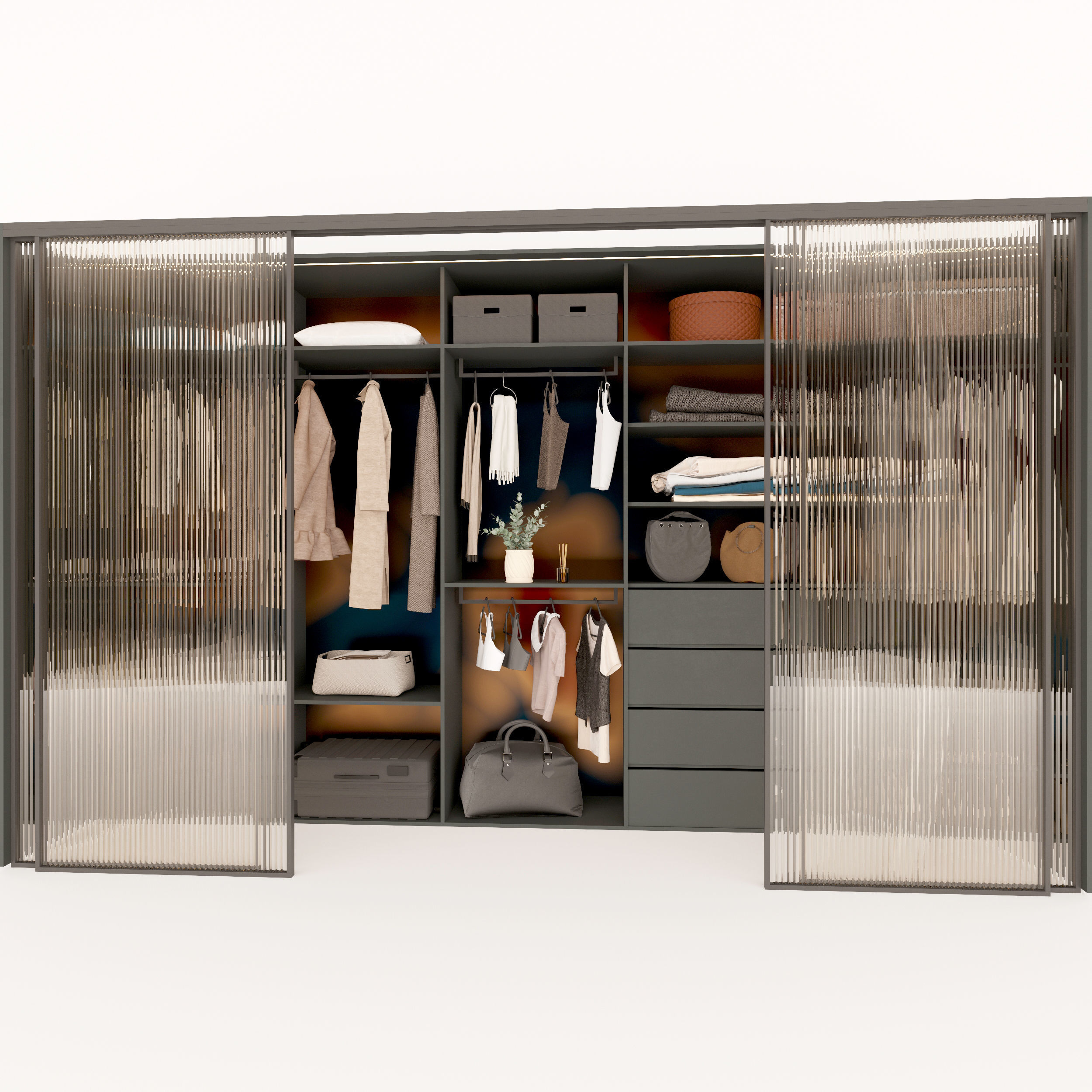 Wardrobe 5 closet with clothes and drawers 3D model_2