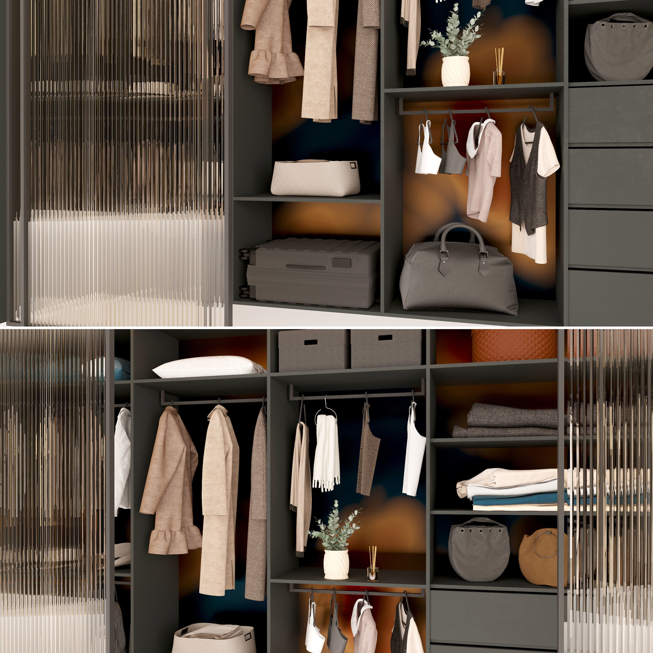 Wardrobe 5 closet with clothes and drawers 3D model_7