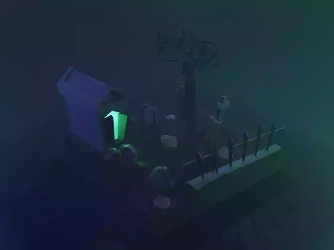 Cemetery graveyard with light