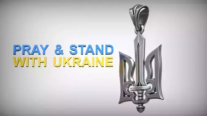 Ukrainian State Emblem Trident Heraldic Silver Amulet