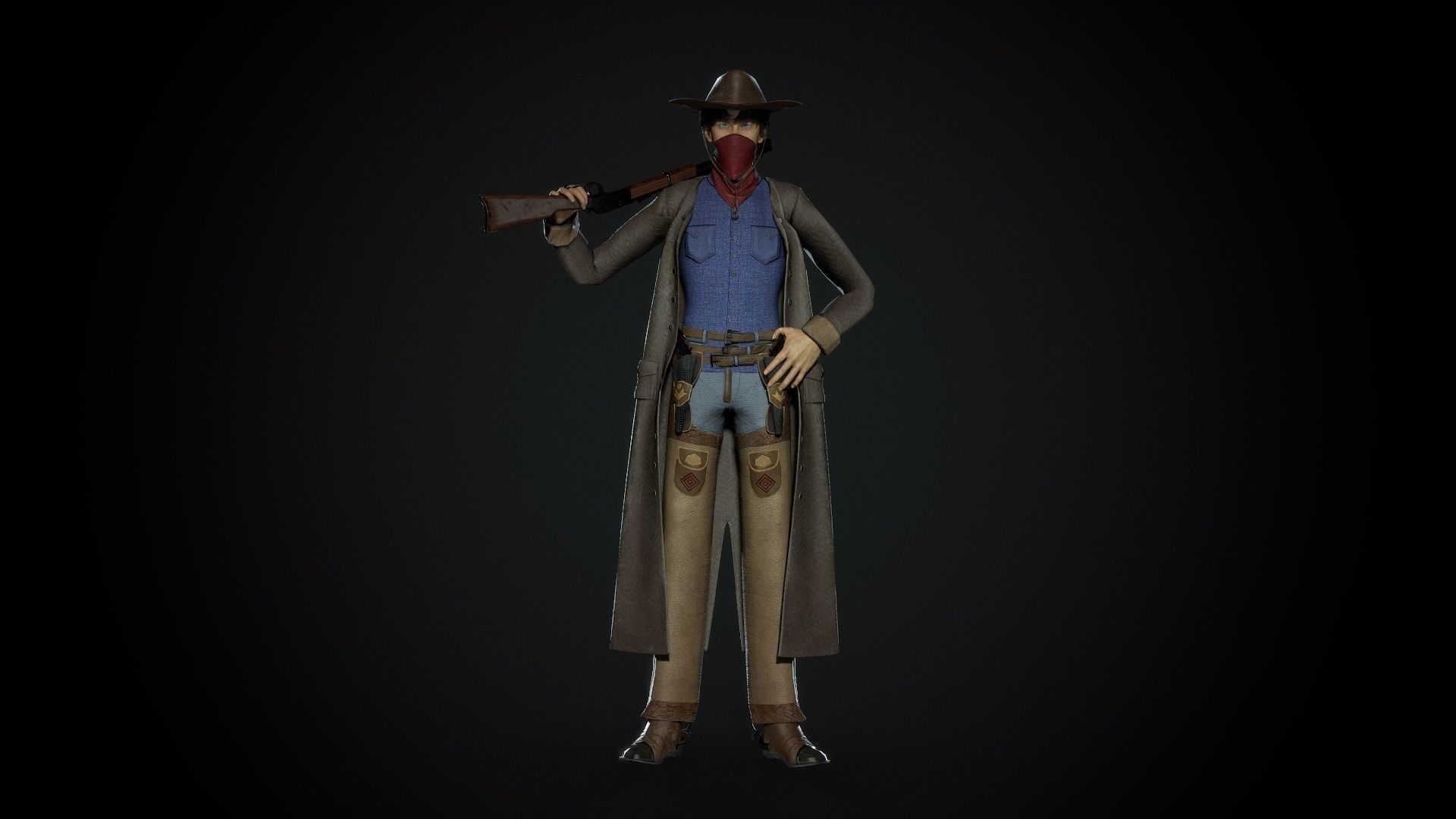 Cowboy - Game Ready  Low-poly 3D model_18