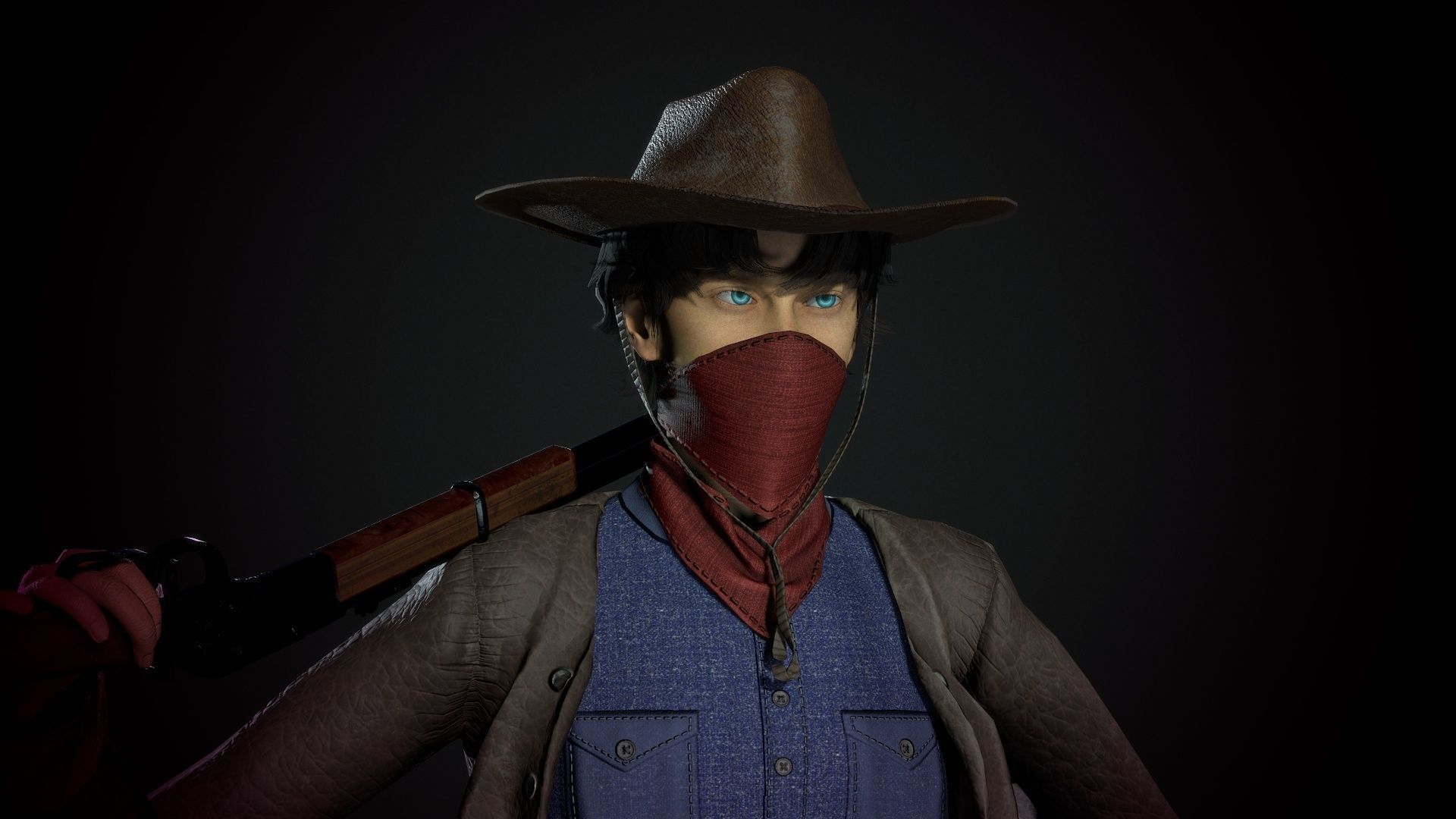 Cowboy - Game Ready  Low-poly 3D model_19