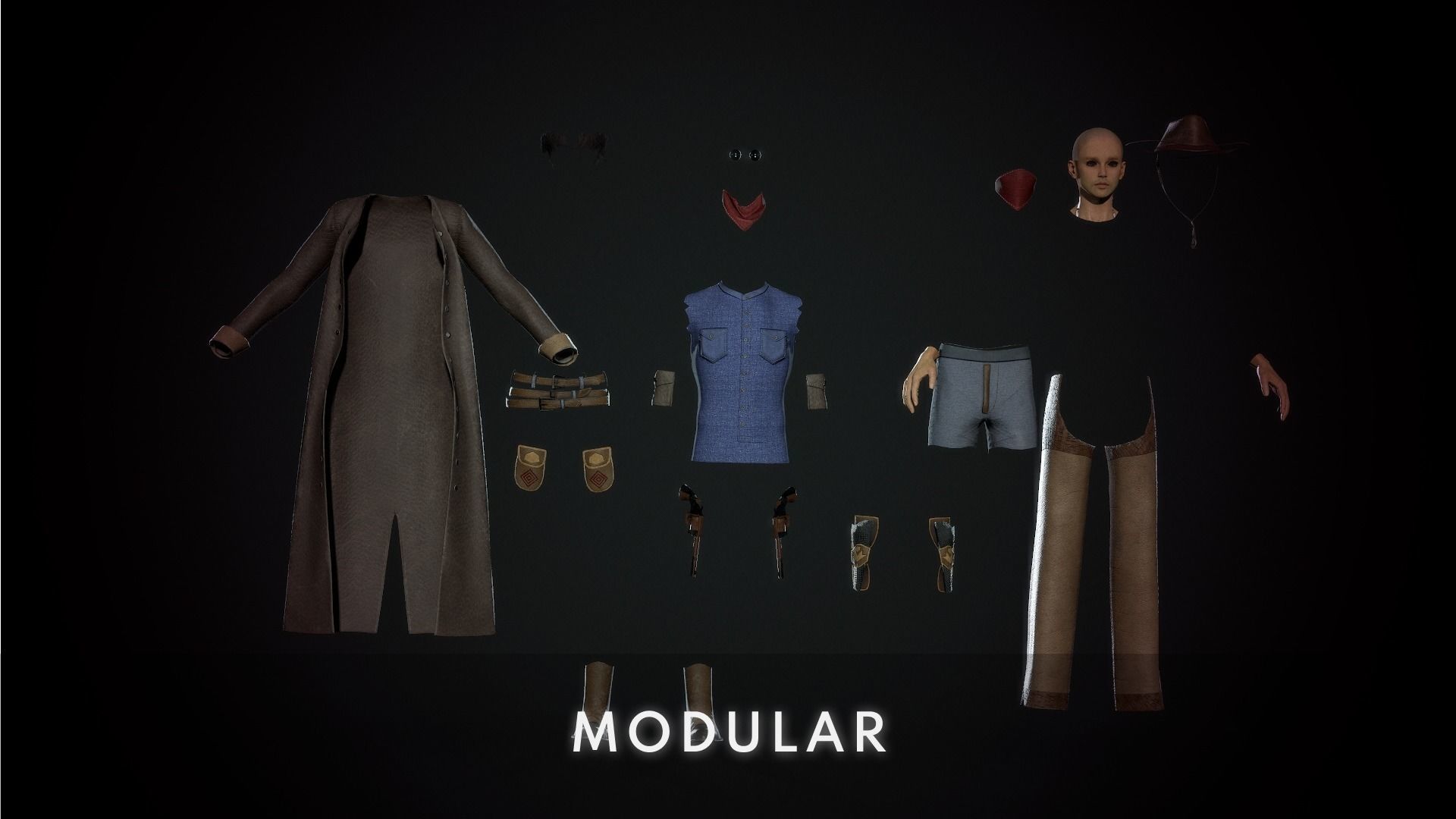 Cowboy - Game Ready  Low-poly 3D model_8