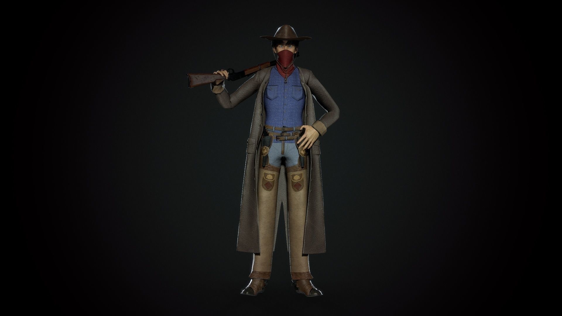 Cowboy - Game Ready  Low-poly 3D model_17