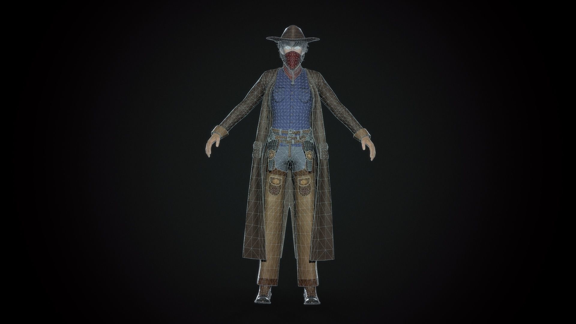 Cowboy - Game Ready  Low-poly 3D model_14
