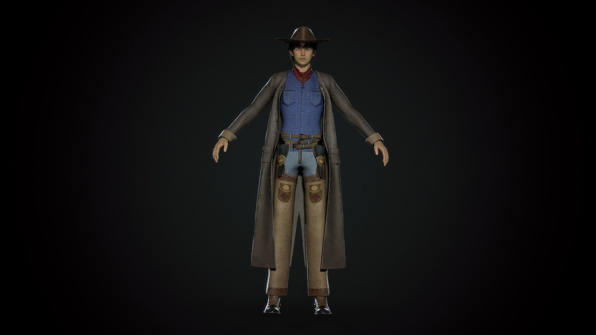 Cowboy - Game Ready  Low-poly 3D model_4