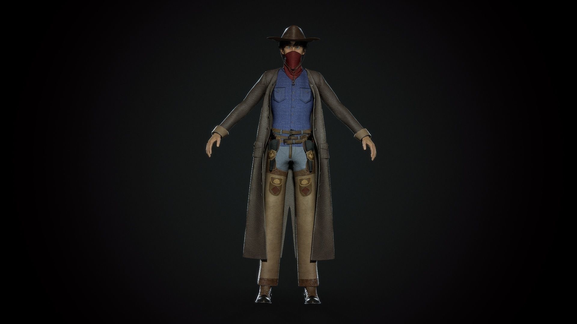 Cowboy - Game Ready  Low-poly 3D model_3