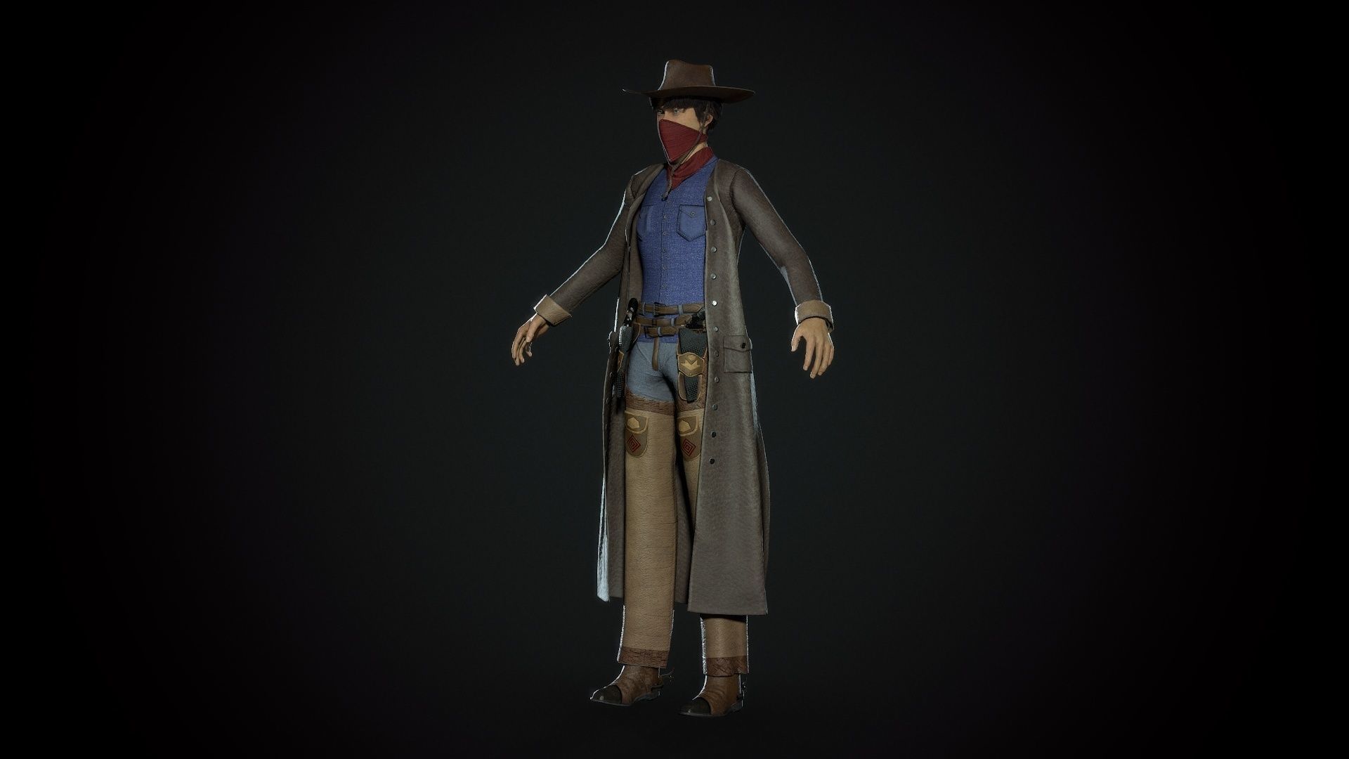 Cowboy - Game Ready  Low-poly 3D model_7