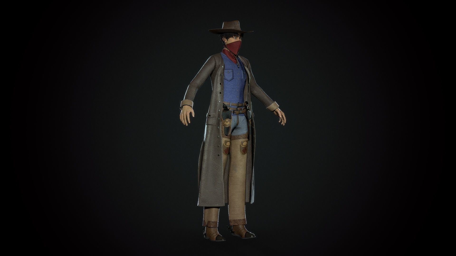 Cowboy - Game Ready  Low-poly 3D model_5