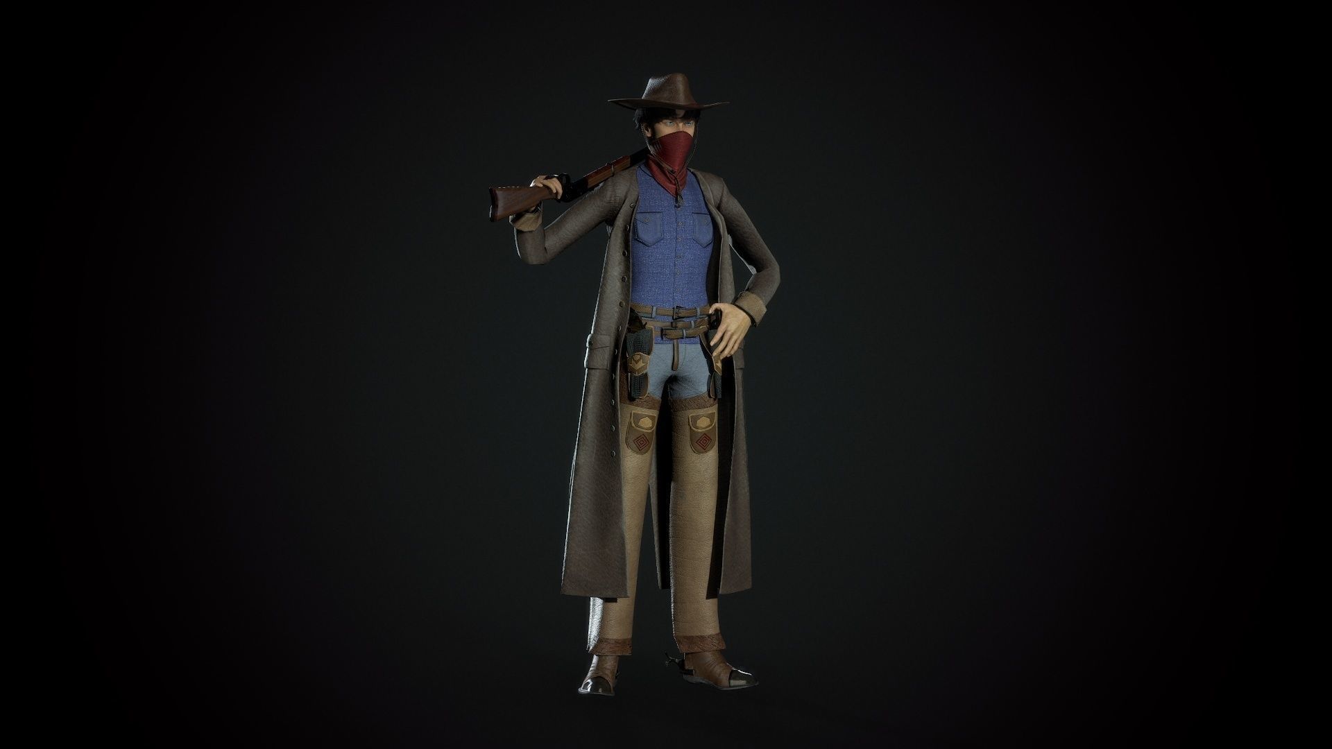 Cowboy - Game Ready  Low-poly 3D model_2