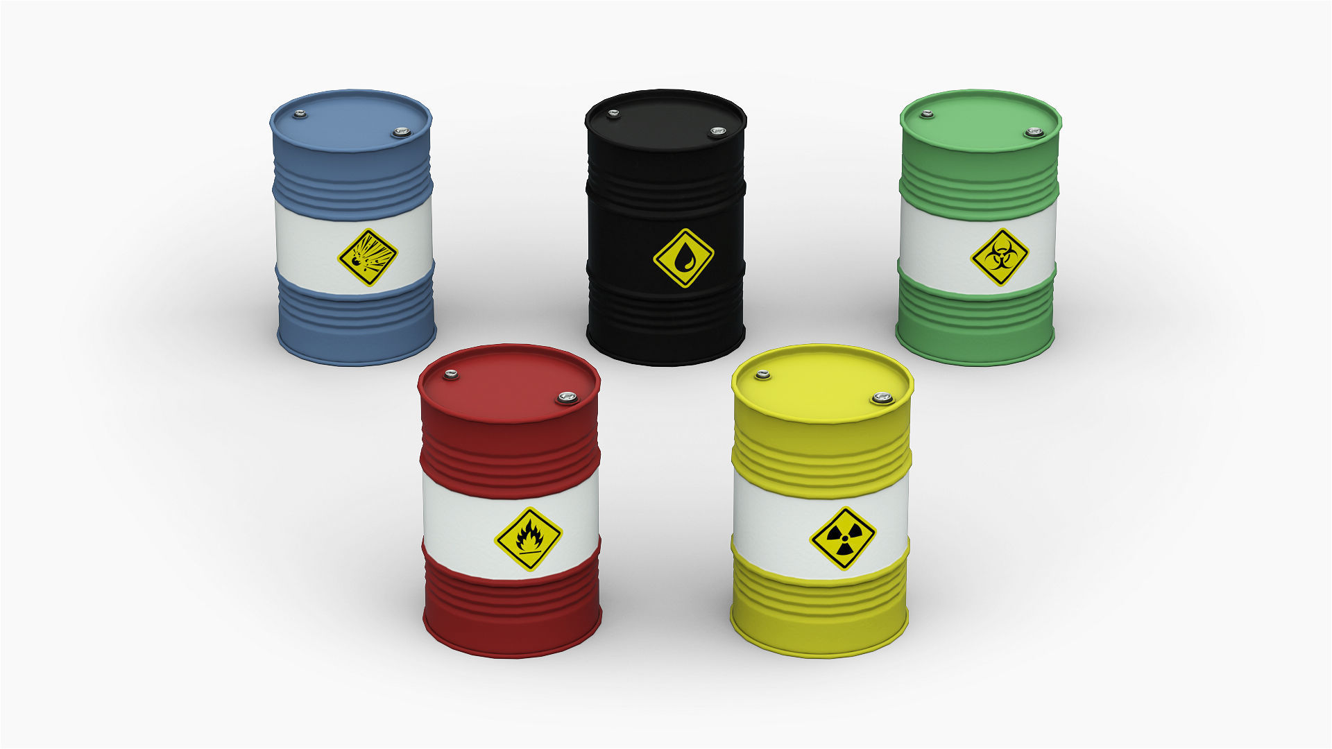 Steel Drum Barrel Low-poly 3D model_2