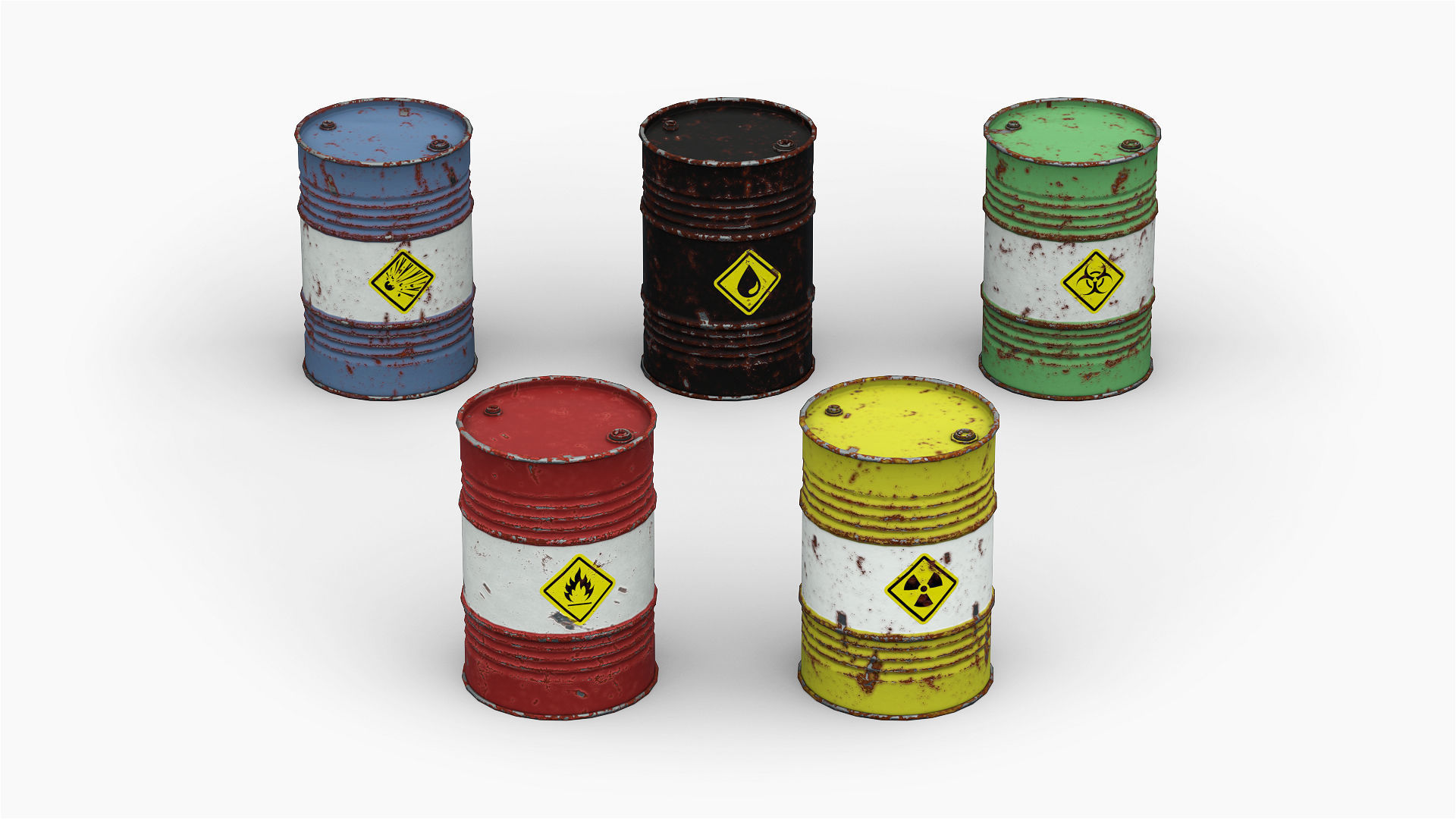 Steel Drum Barrel Low-poly 3D model_1
