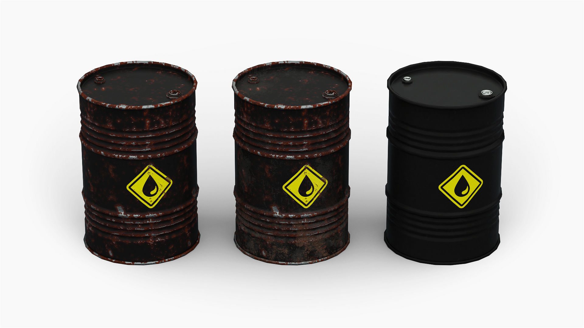 Steel Drum Barrel Low-poly 3D model_7