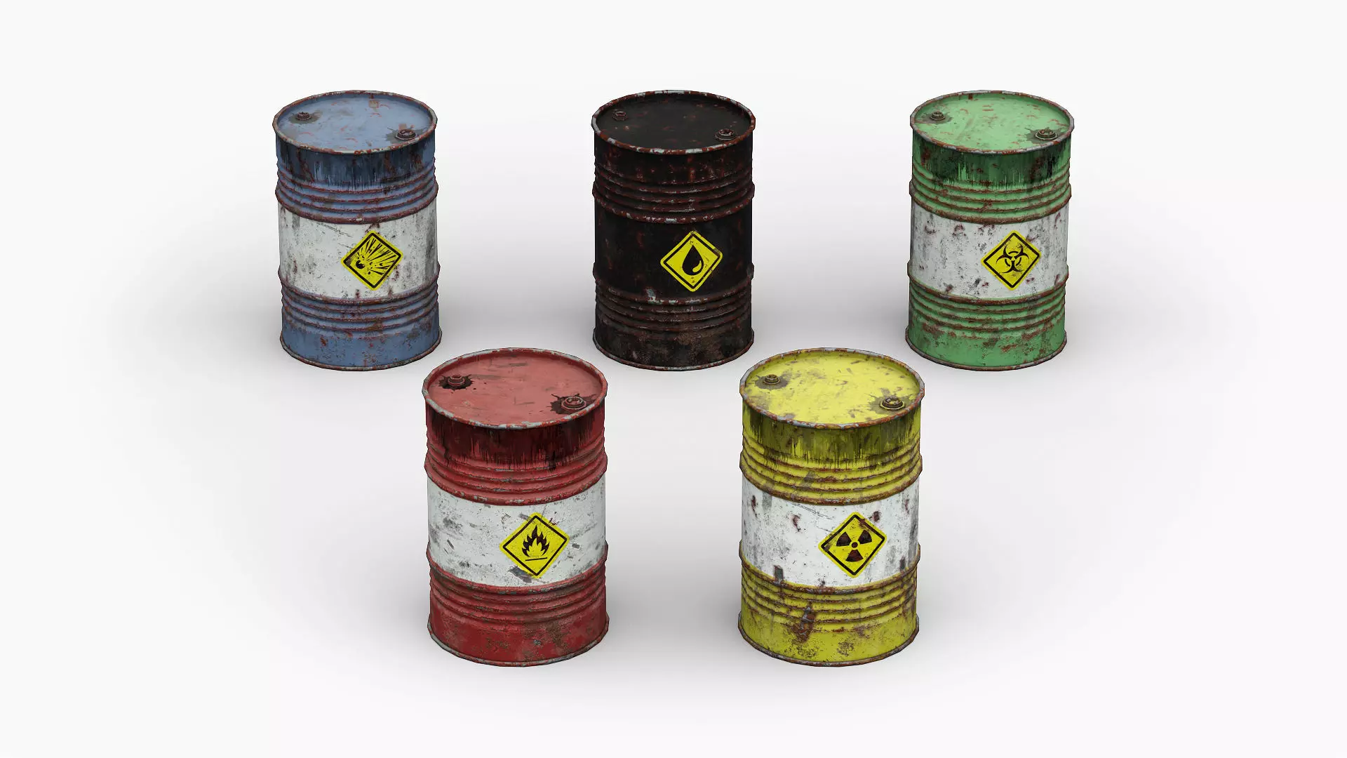 Steel Drum Barrel Low-poly 3D model_0