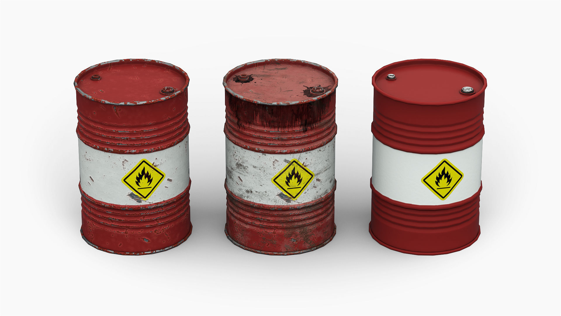 Steel Drum Barrel Low-poly 3D model_5