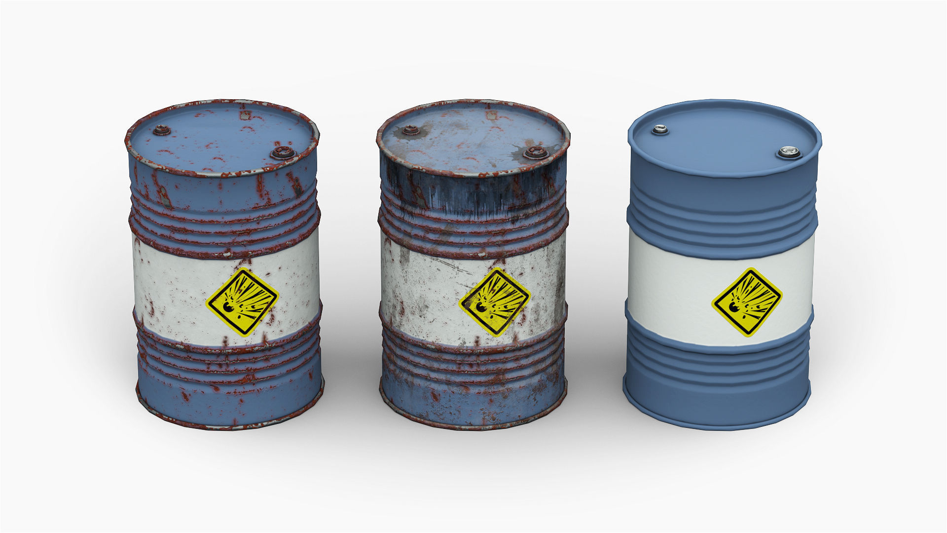 Steel Drum Barrel Low-poly 3D model_4