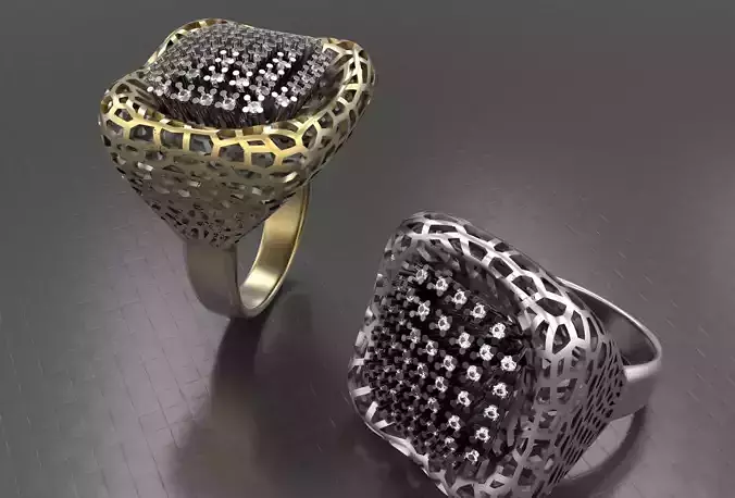 Square woman ring with glabrous surface