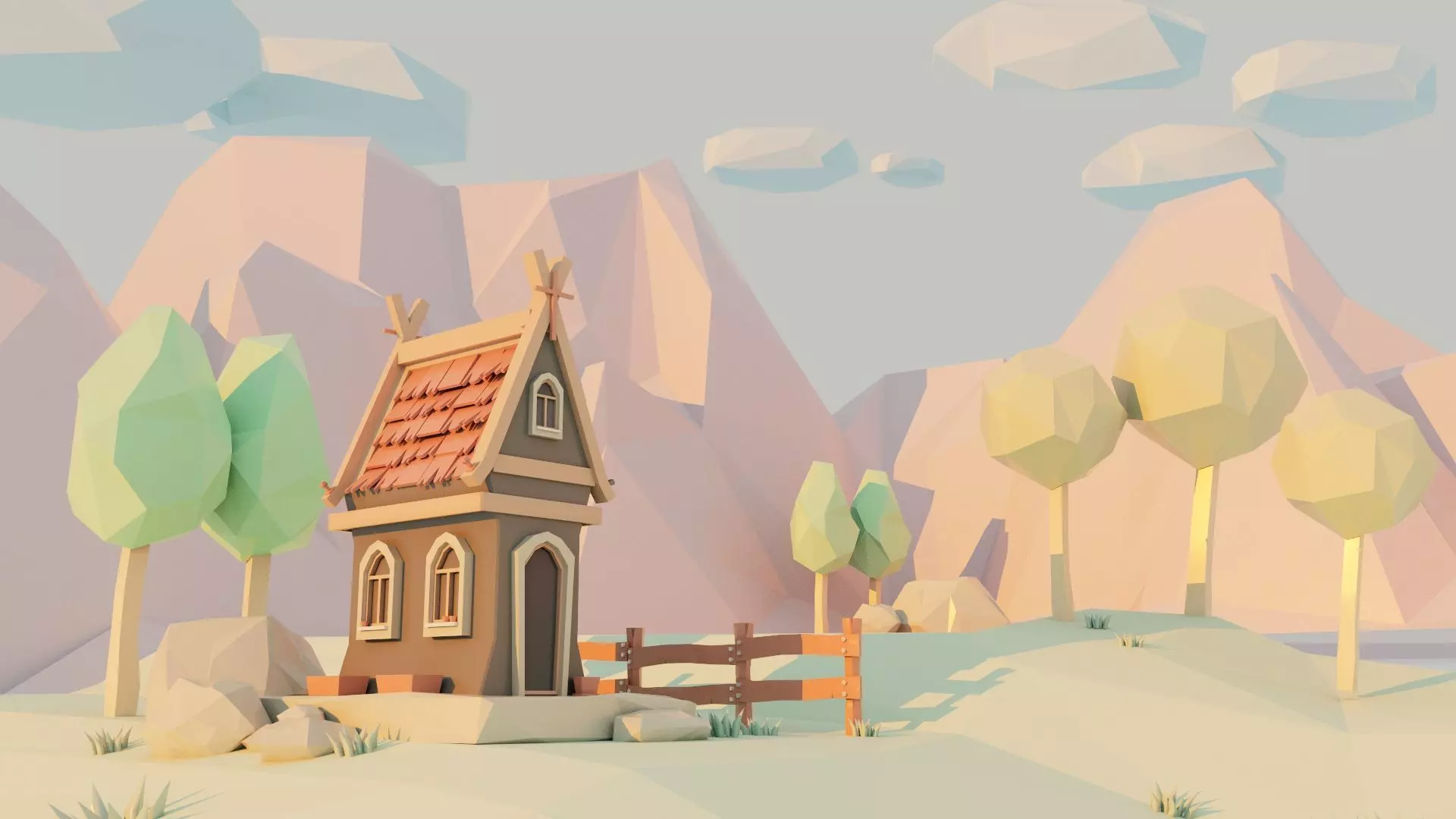 Low Poly Scene Model Low-poly 3D model_0