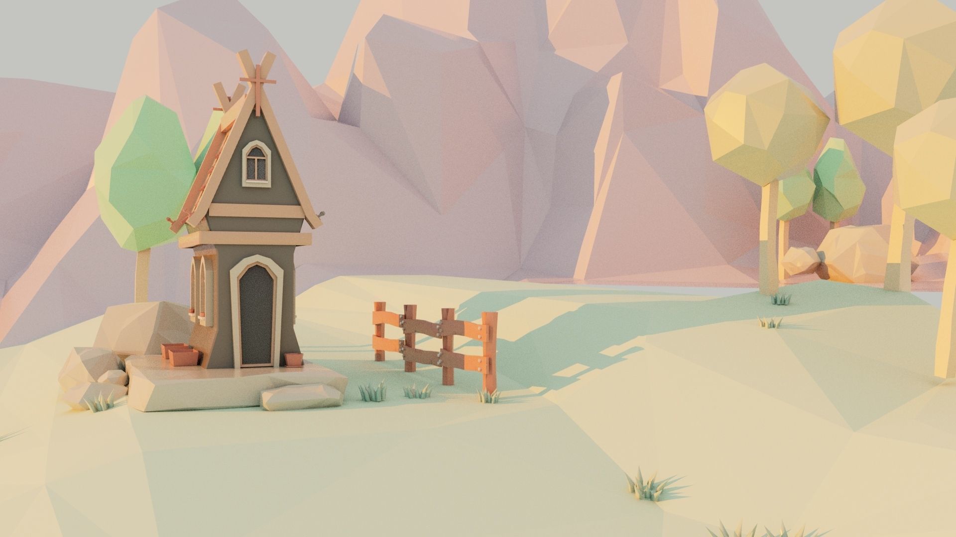 Low Poly Scene Model Low-poly 3D model_2