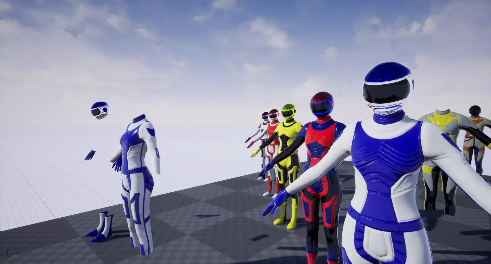 AdrenalineFemaleSuit group of robots Low-poly 3D model_0