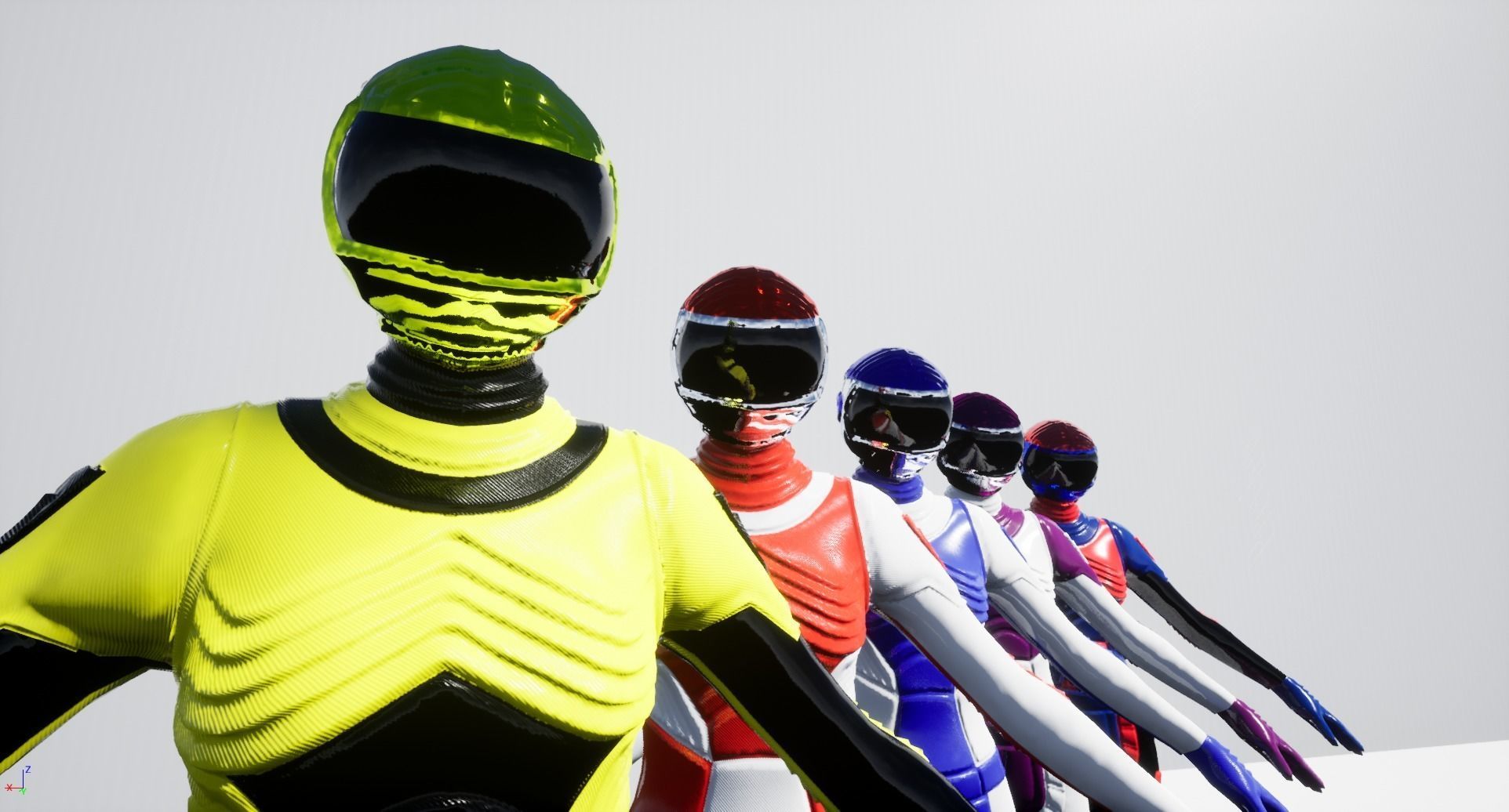 AdrenalineFemaleSuit group of robots Low-poly 3D model_1