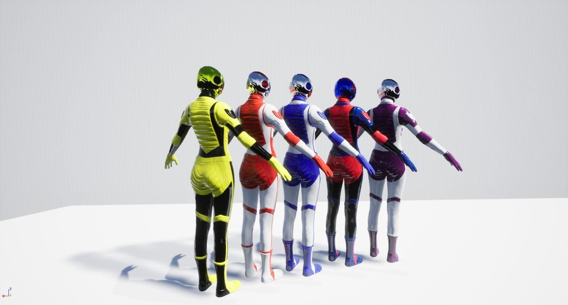 AdrenalineFemaleSuit group of robots Low-poly 3D model_2